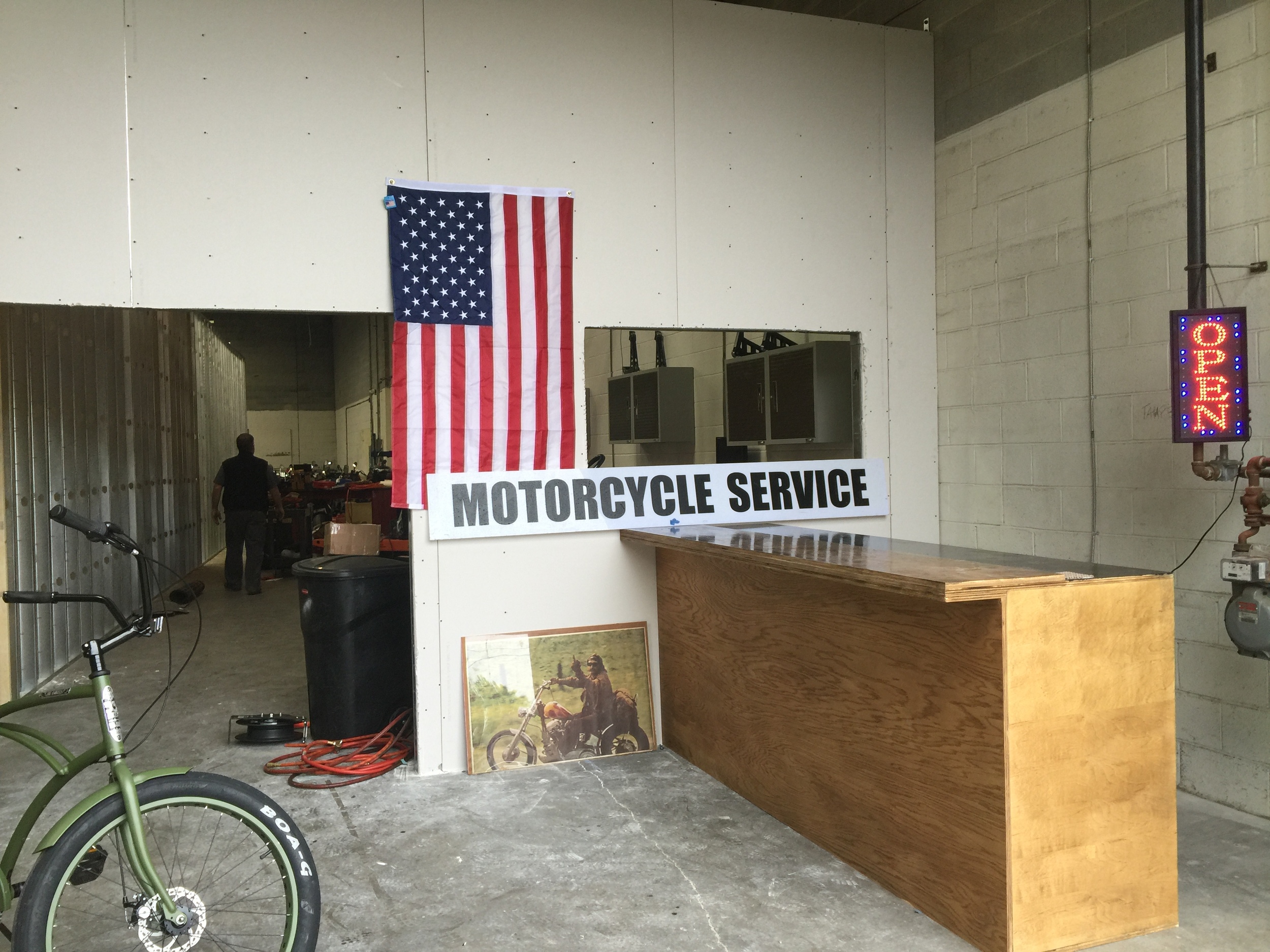 Front end looking fresh with the our one of a kind handmade front desk.