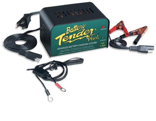 The Battery Tender® Plus is a 1.25 amp battery charger designed to fully charge a battery and maintain it at proper storage voltage without the damaging effects caused by trickle chargers. Included is a quick connect ring terminal harness for hard to reach areas and alligator clips for an alternate connection .