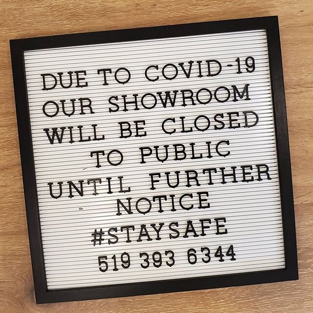 We are taking extreme caution and effictive immediately our Showroom will be closed to the Public until further notice.  We will still be working hard behind the scenes with regards to designing, quoting, ordering and communicating by phone, text and