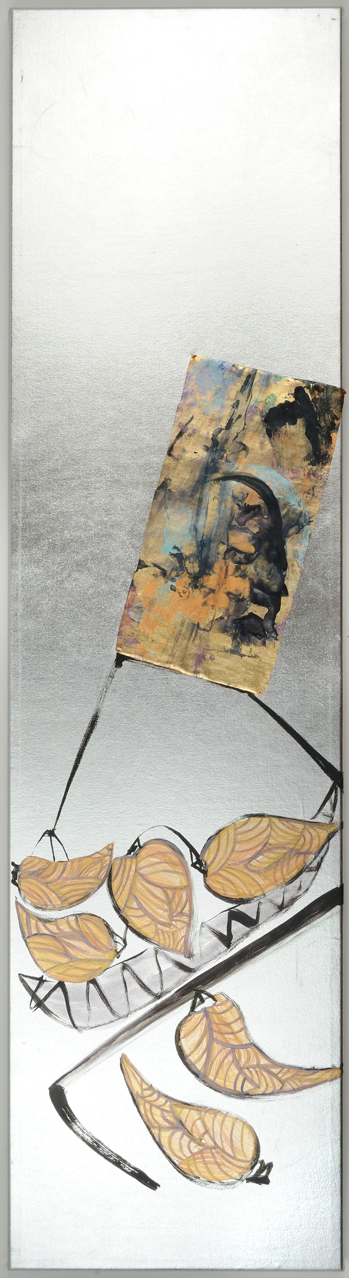 Brotes Y Hojas (Shoots and Leaves) Acrylic on gold lamé 38” x 10” $700 Click here to Inquire .