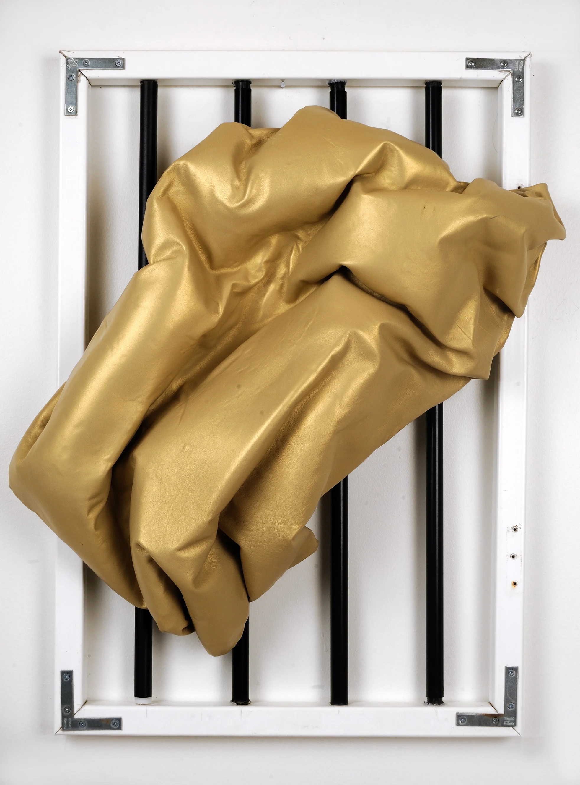 Untitled, Gold Jean Jinho Kim Metal pipe, PVC, plastic foam, weed whacker 29" x 23.5" x 9" $3,200 Click here to Inquire