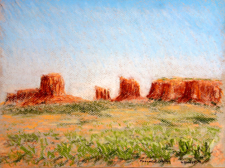 Monument Valley , by Gordon Binder. Pastel on peach-colored paper. 9" x 12". $325. Buy it.