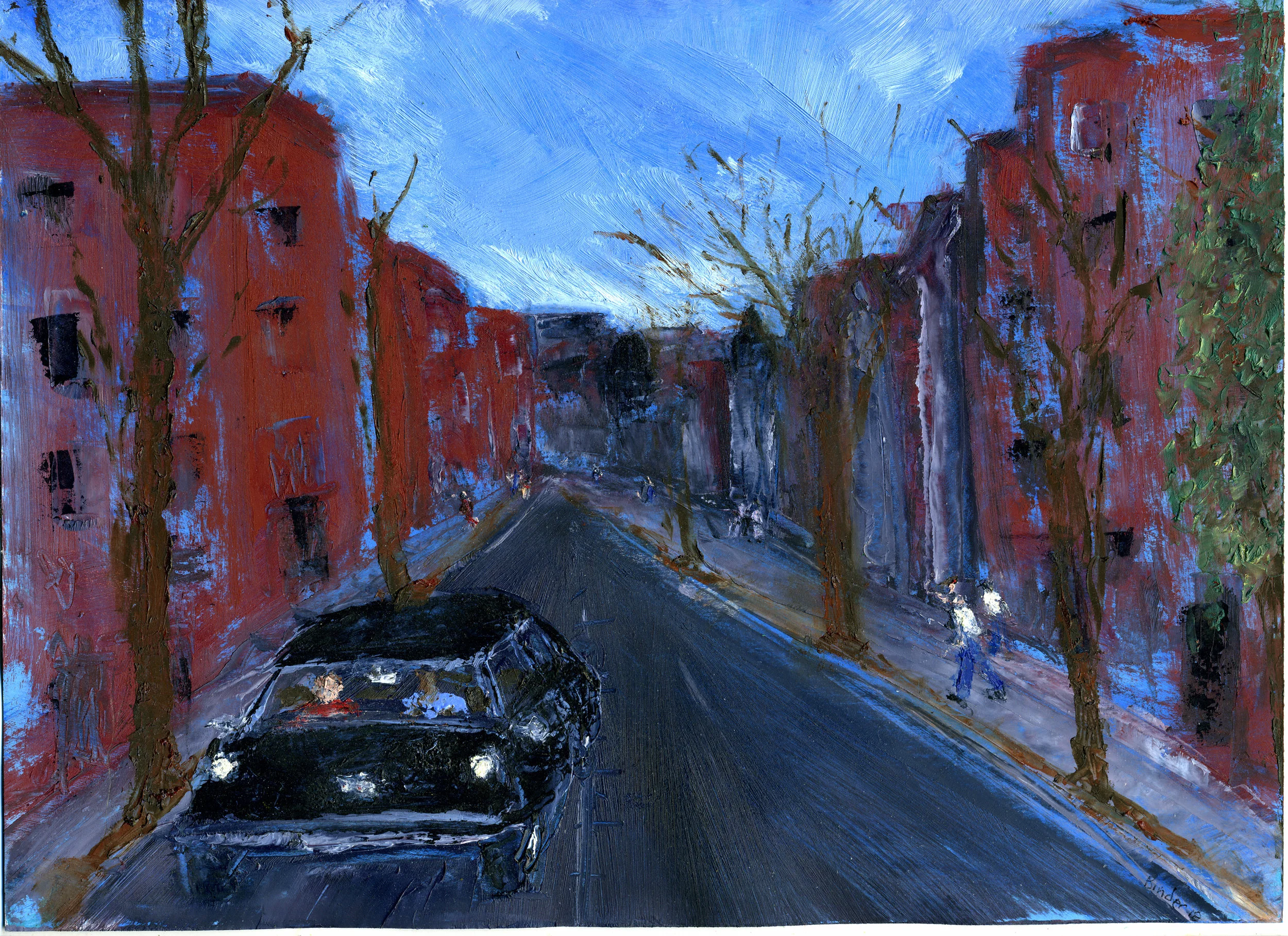 29th &amp; N (South) Oil on paper 9” x 11-1/2” Click image to enlarge ⦿ Inquire