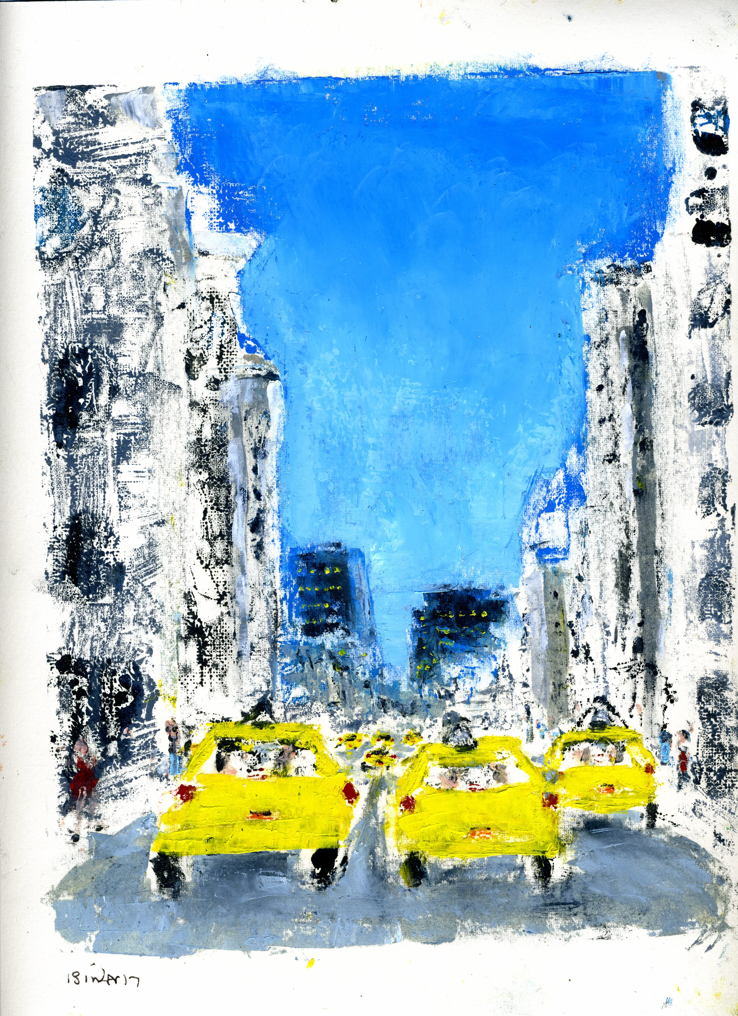 7th Avenue (South) at 43rd Street Hand-worked monotype in oil, 1st edition 12” x 9” Click image to enlarge ⦿ Inquire