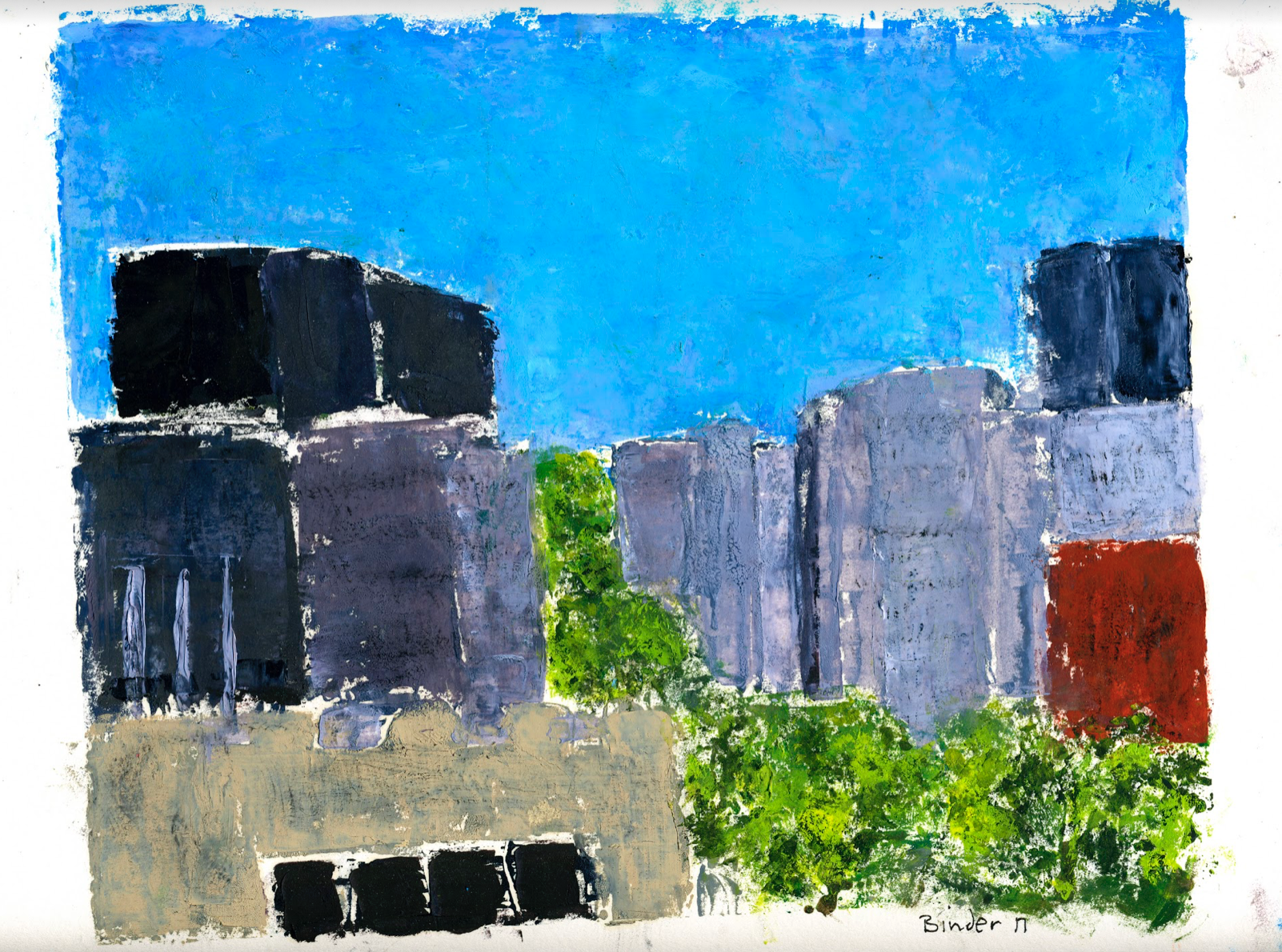 Up Connecticut Avenue Monotype on oil 9” x 12” Click image to enlarge ⦿ Inquire