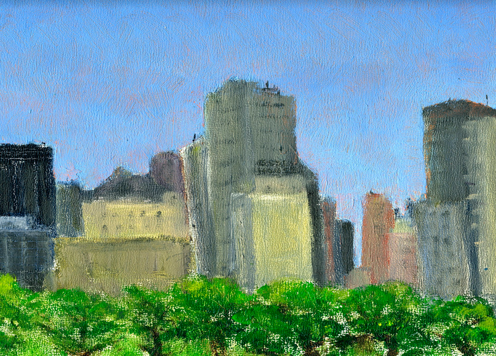 Central Park South Skyline Oil on panel 8” x 10” Click image to enlarge ⦿ Inquire