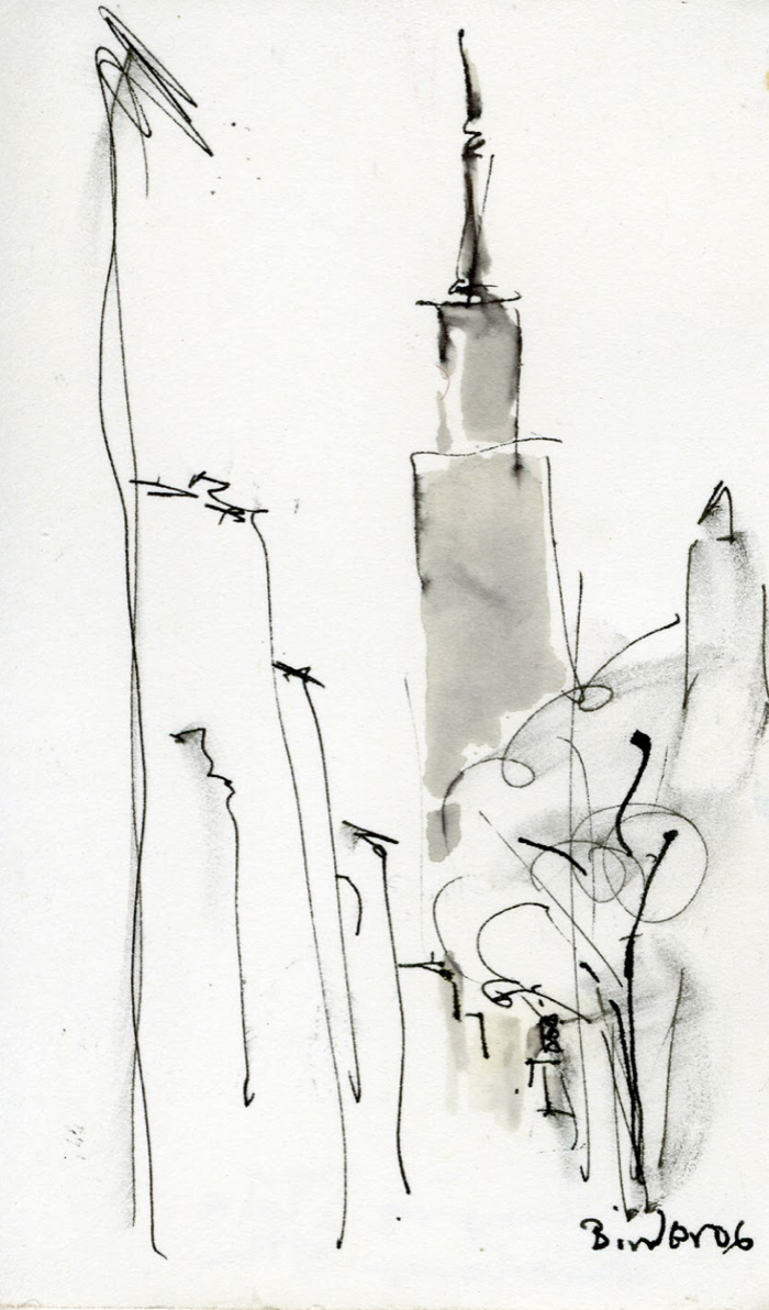 Philadelphia Spires Ink on paper 5” x 3” Click image to enlarge ⦿ Inquire