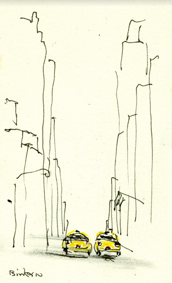 38th and 8th (East) Ink with wash on paper 5” x 3” Click image to enlarge