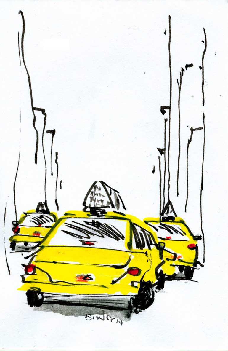 5th and 50th Ink with wash on paper 6” x 4” Click image to enlarge