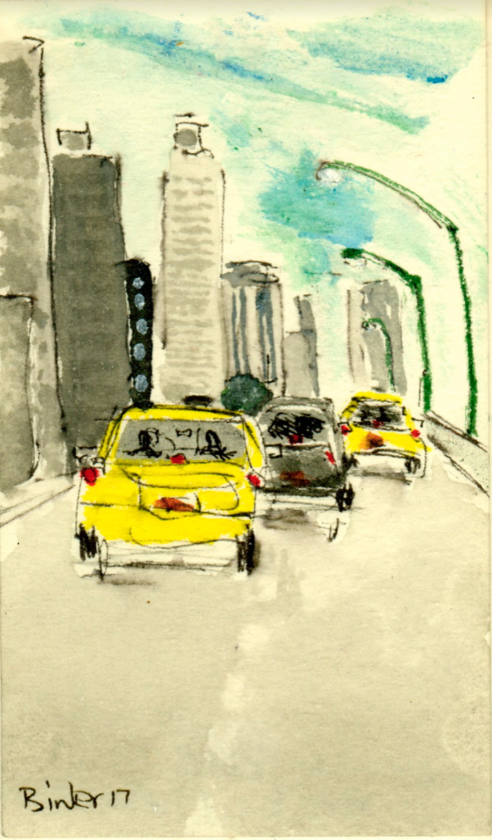 West Side Highway and 56th Ink with wash on paper 5” x 3” Click image to enlarge
