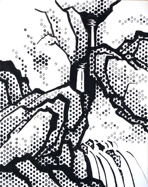 Twist and Shout Acrylics and Sharpies on paper 16” x 12” Click image to enlarge ⦿ Inquire