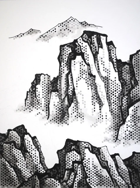 A Peaceful Valley in the Mist Acrylics and Sharpies on paper 24” x 18” Click image to enlarge ⦿ Inquire