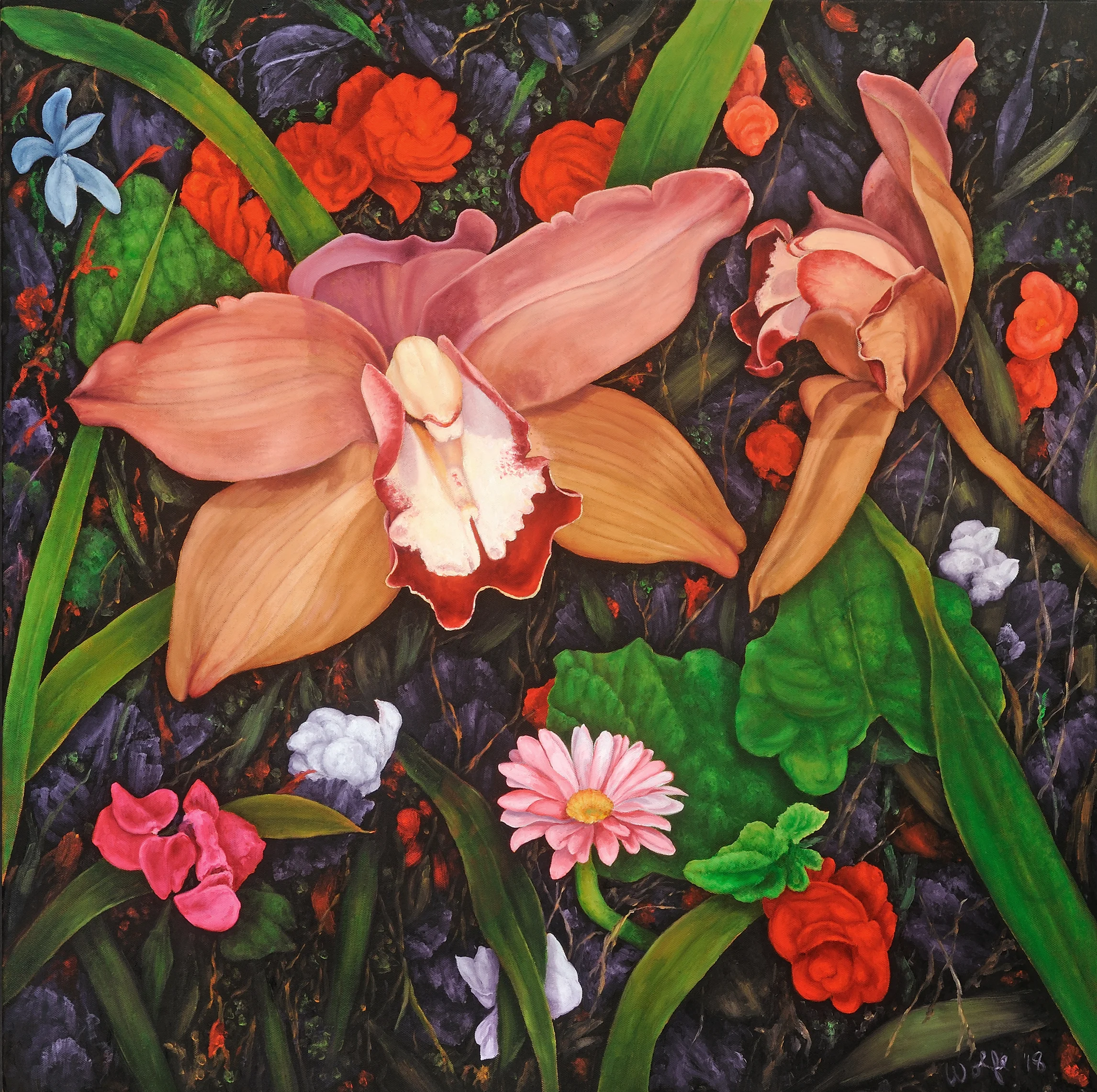 Dreams In A Garden, 2018, David Wolfe. Oil on canvas. 30” x 30”.