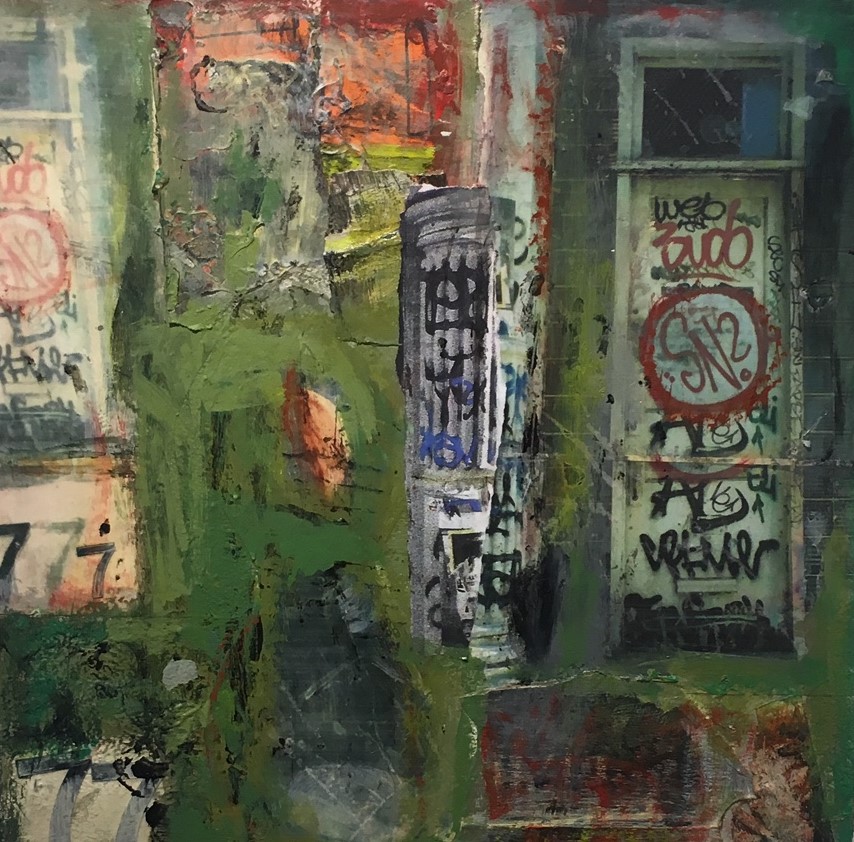 Soho 1984 Collaged photographs and mixed media on wood panel 16" x 16" x 2.5 $700.00 Click image to enlarge Inquire .