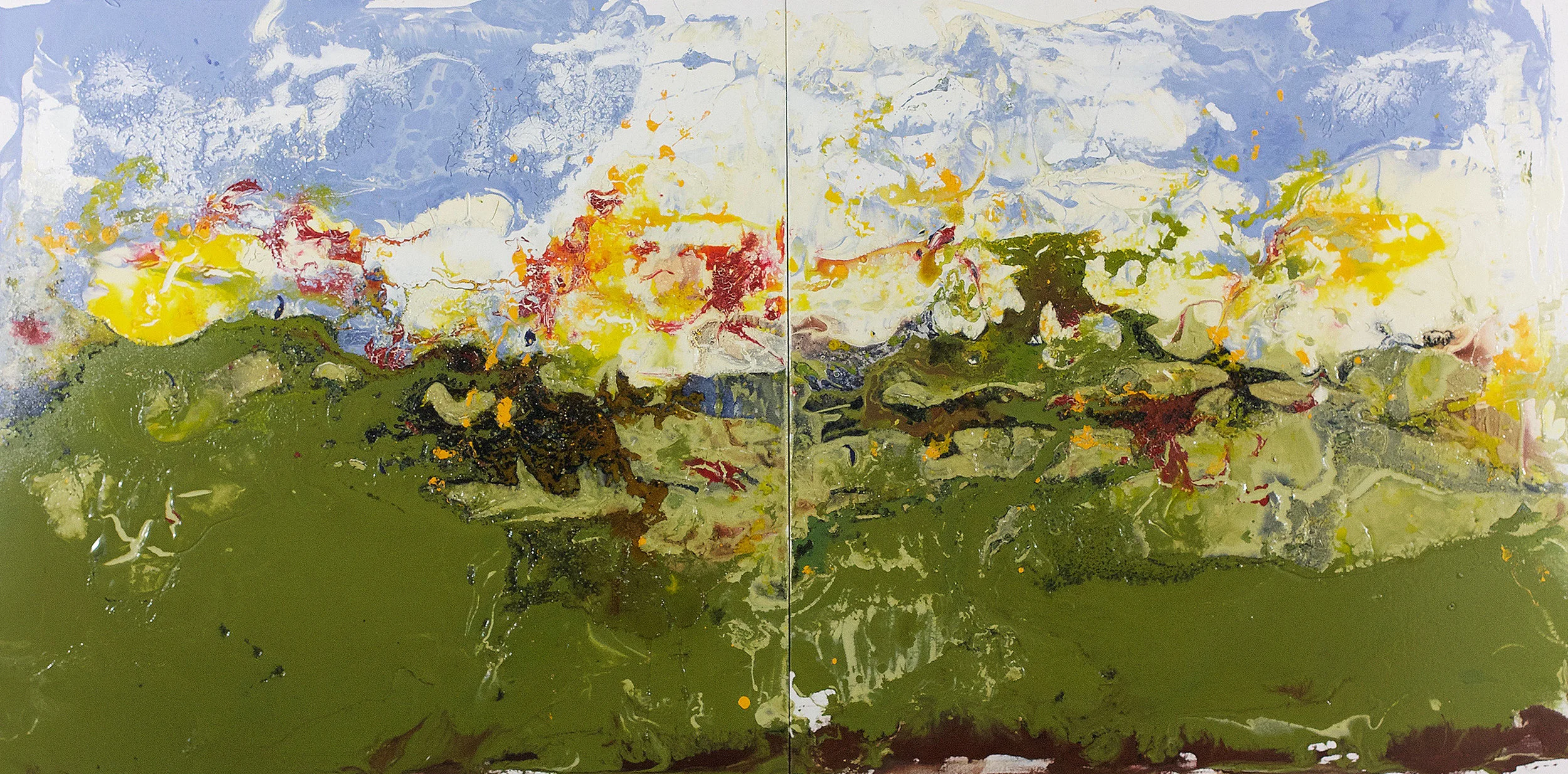 Hey, Colorado , Latex and oil paint. 30” x 60” 2016. Inquire.