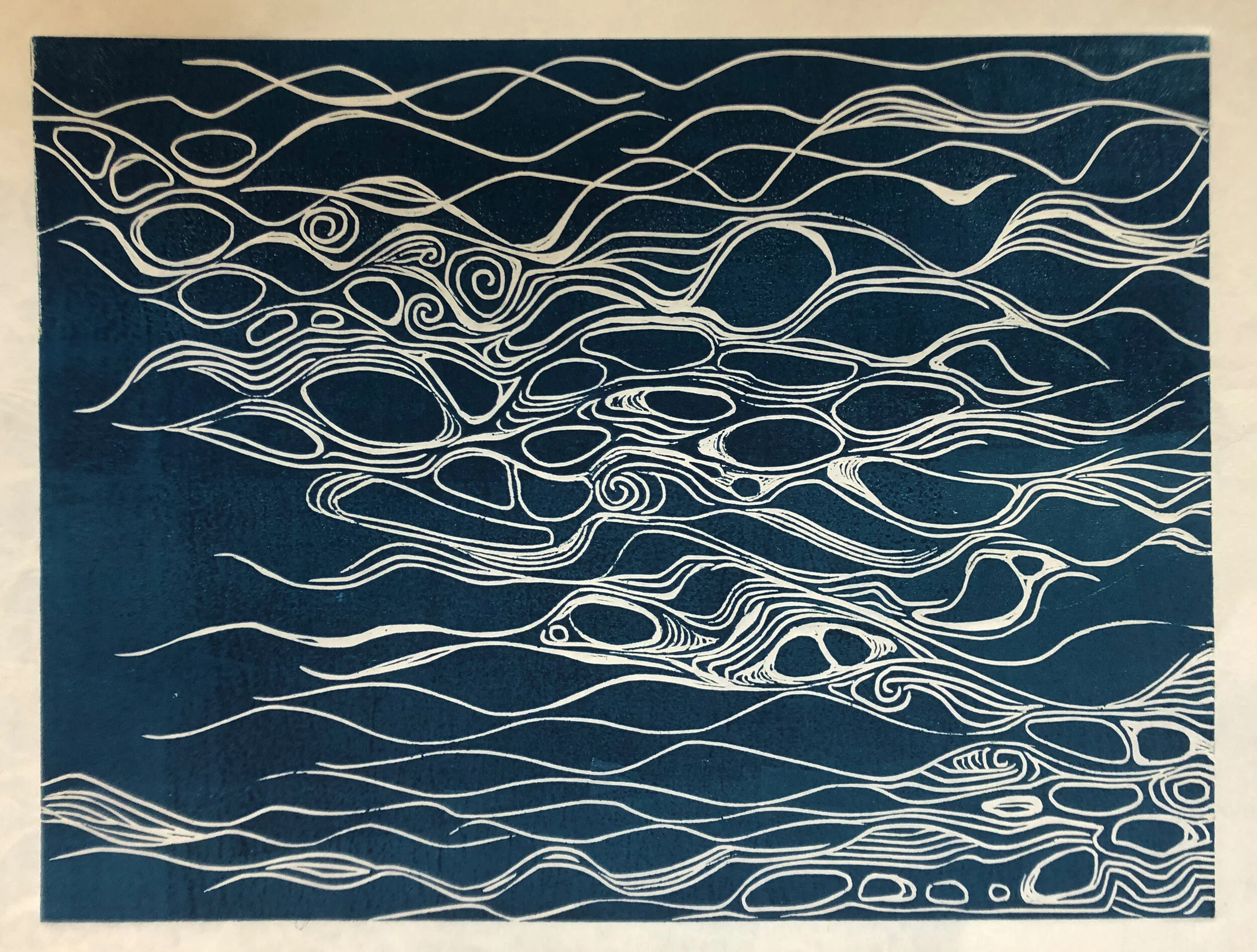 Water: Variations on a theme (4 of 9) Woodcut Prints 1, 2, and 3 block combinations 12” x 16” Click image to enlarge ⦿ Inquire
