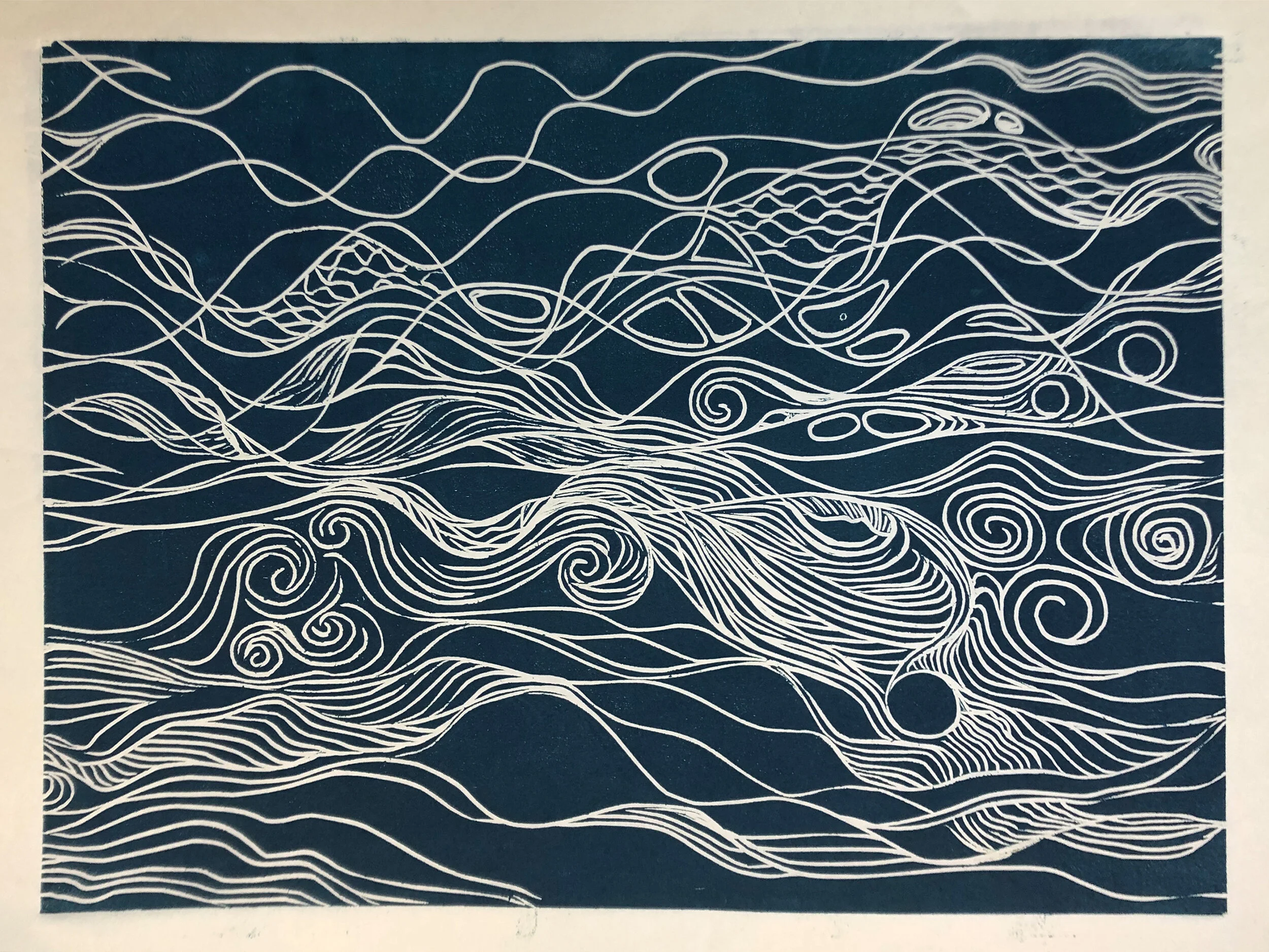 Water: Variations on a theme (5 of 9) Woodcut Prints 1, 2, and 3 block combinations 12” x 16” Click image to enlarge ⦿ Inquire