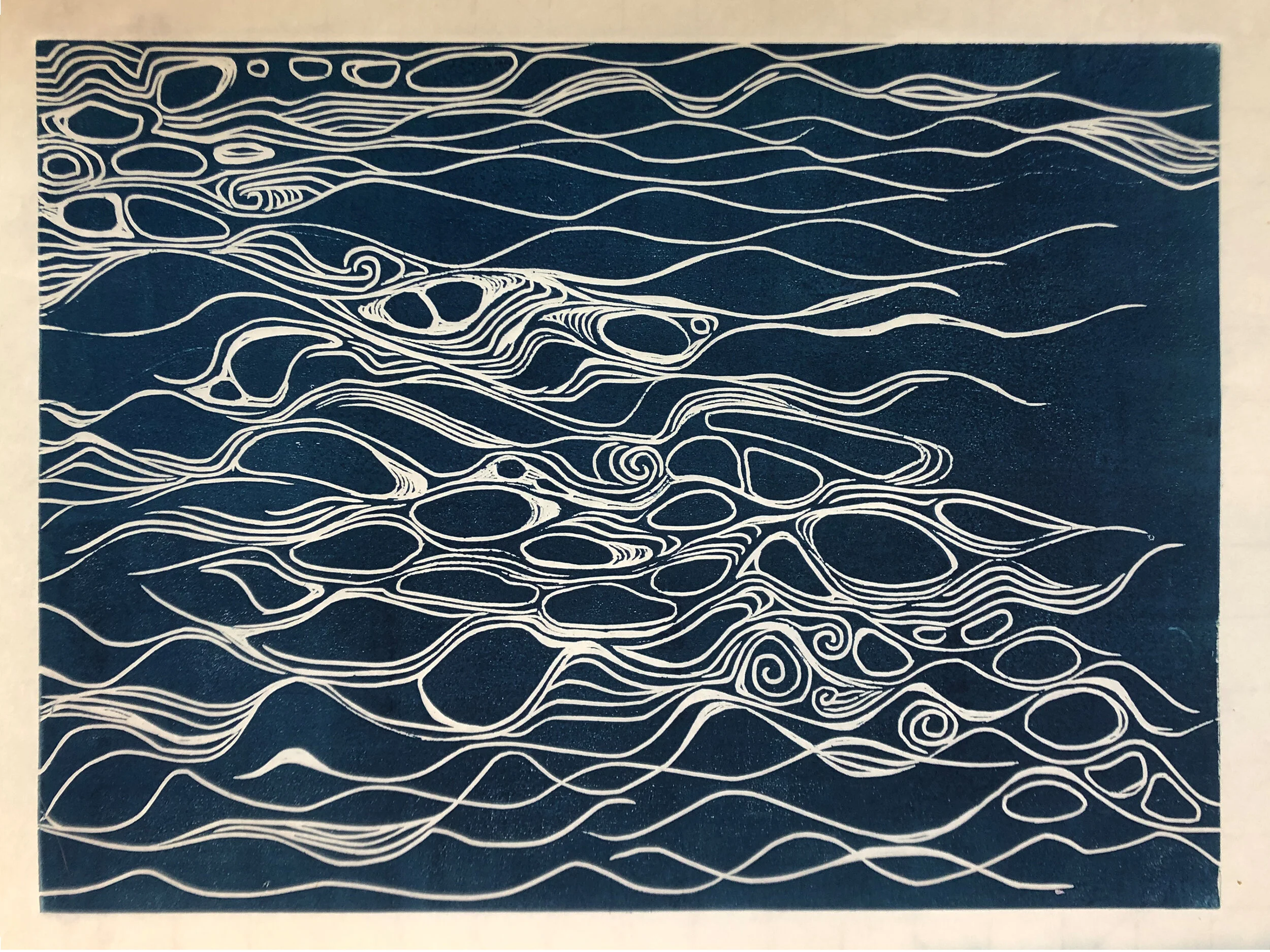 Water: Variations on a theme (6 of 9) Woodcut Prints 1, 2, and 3 block combinations 12” x 16” Click image to enlarge ⦿ Inquire