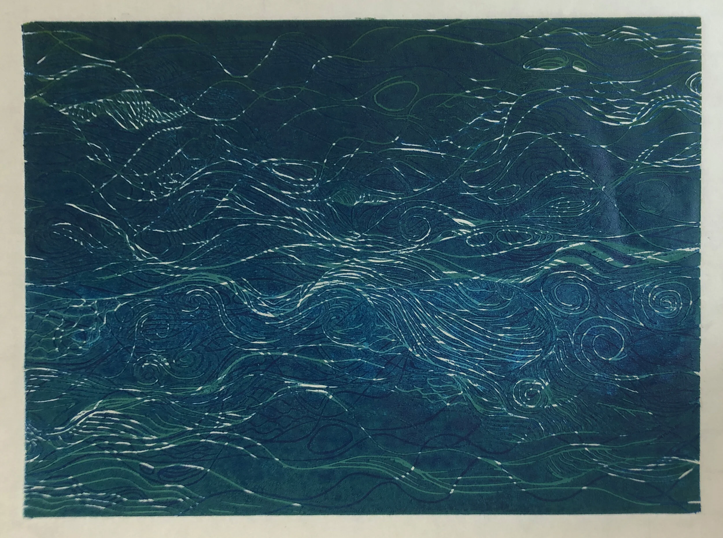 Water: Variations on a theme (8 of 9) Woodcut Prints 1, 2, and 3 block combinations 12” x 16” Click image to enlarge ⦿ Inquire