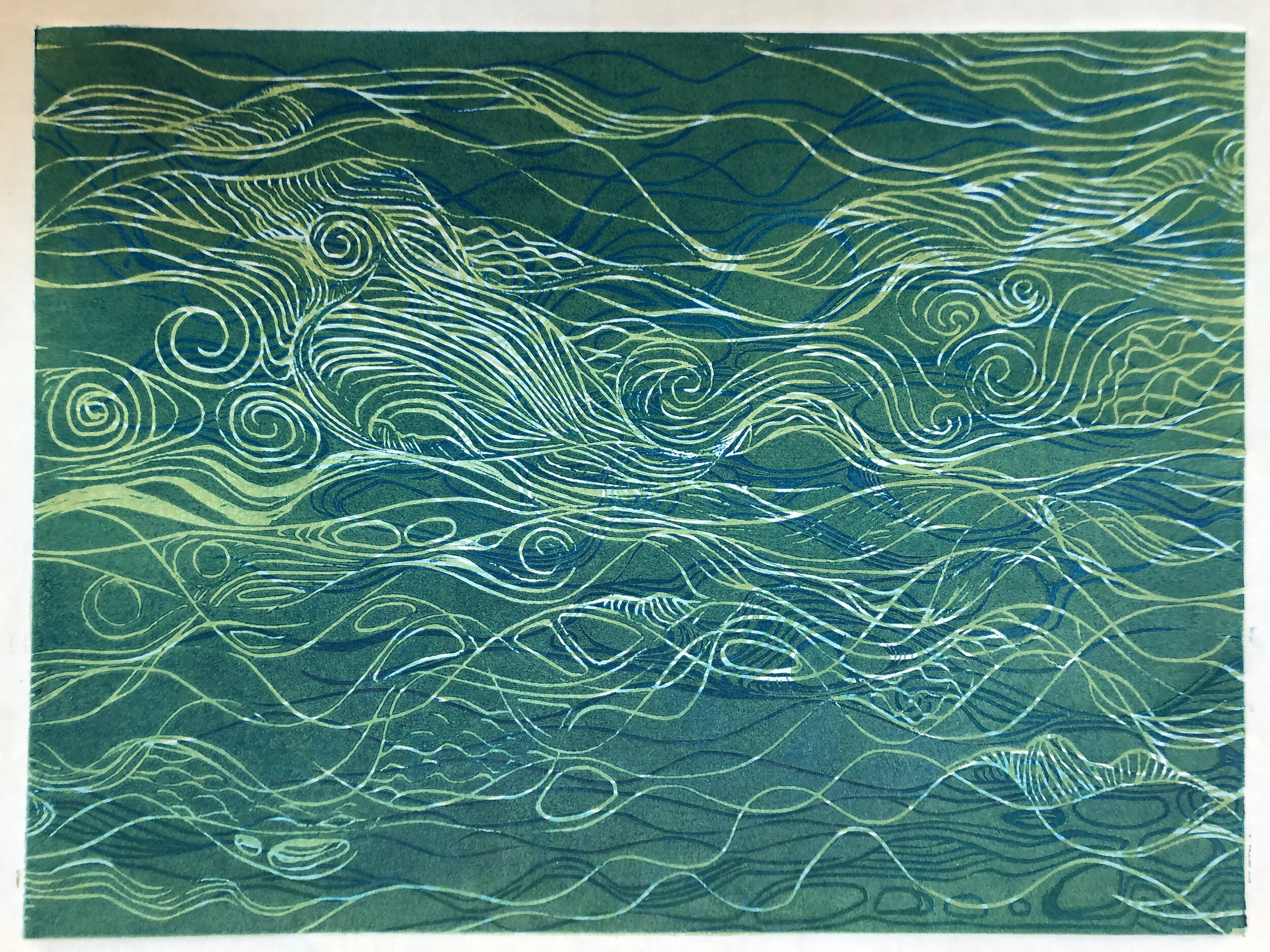 Water: Variations on a theme (9 of 9) Woodcut Prints 1, 2, and 3 block combinations 12” x 16” Click image to enlarge ⦿ Inquire