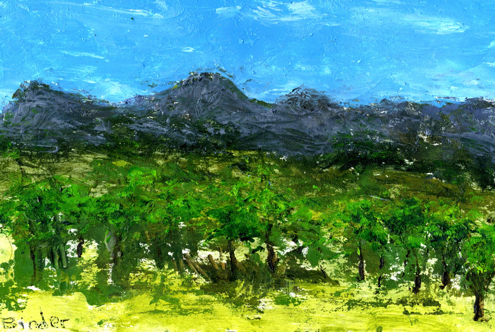 Purple Mountain Majesties Oil on cardboard 4“ x 6“ x 1/4” Click image to enlarge ⦿ Inquire