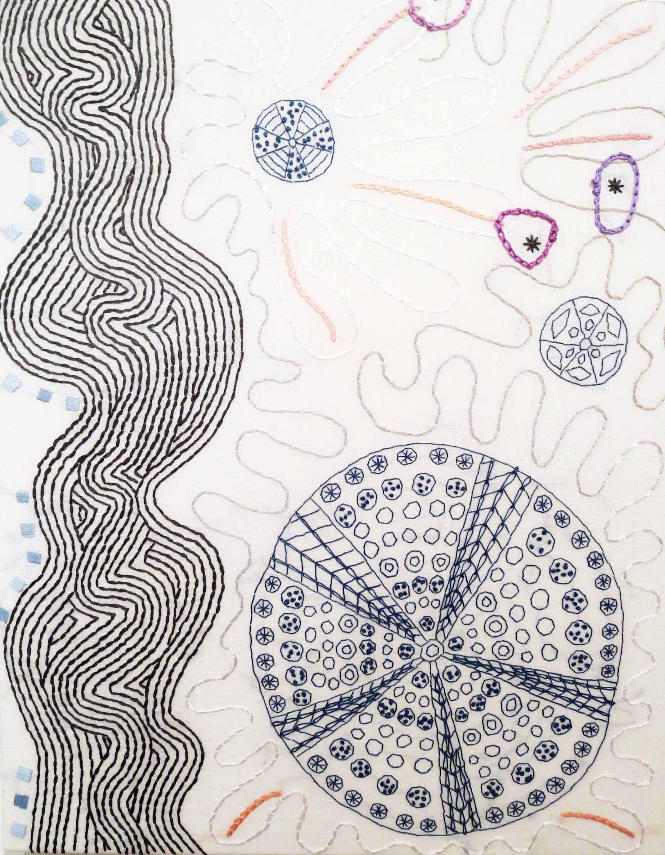 Urchin 1 , cloth and thread, 16 x 20 in