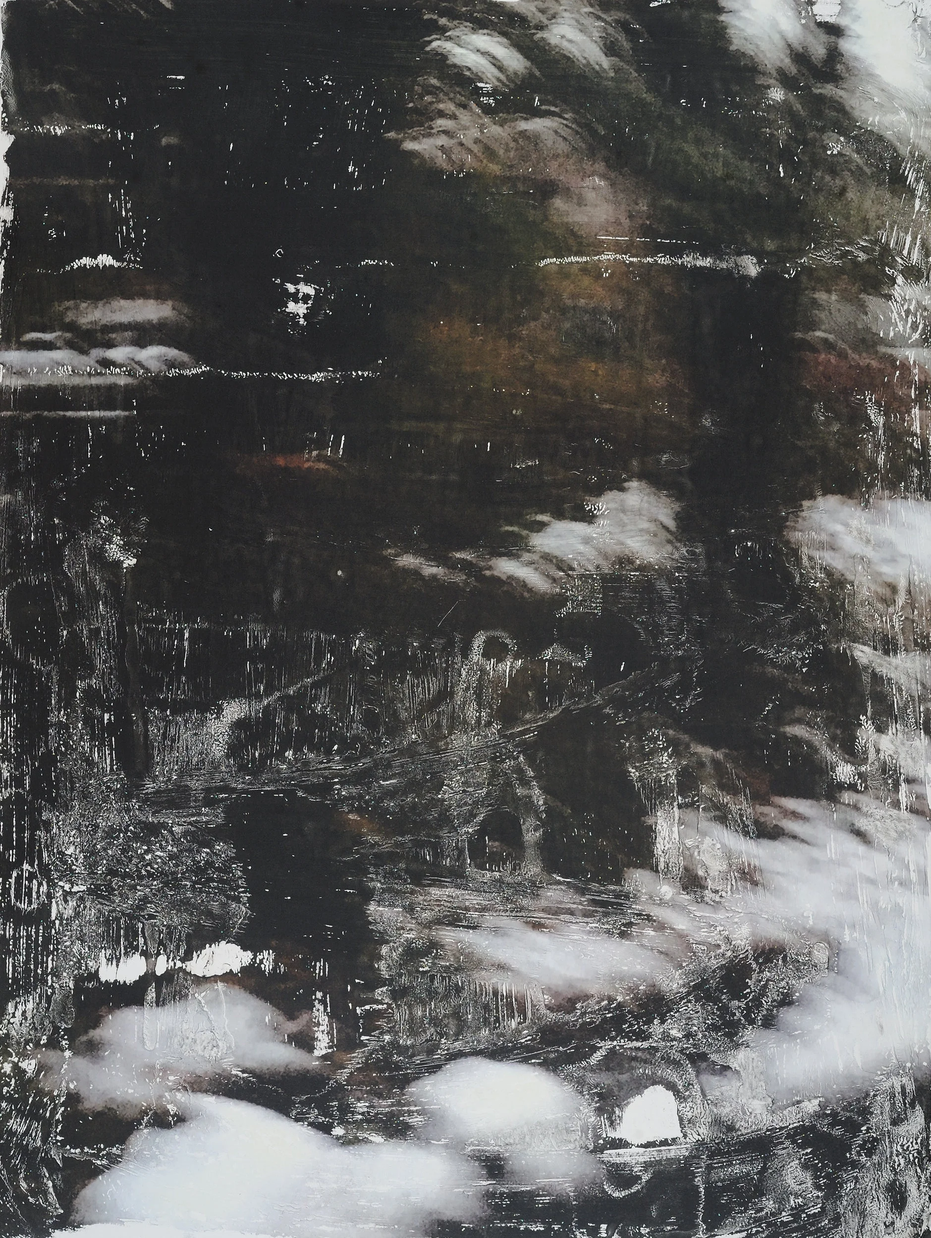 Foggy Day Mixed media on paper with film Click image to enlarge ⦿ Inquire