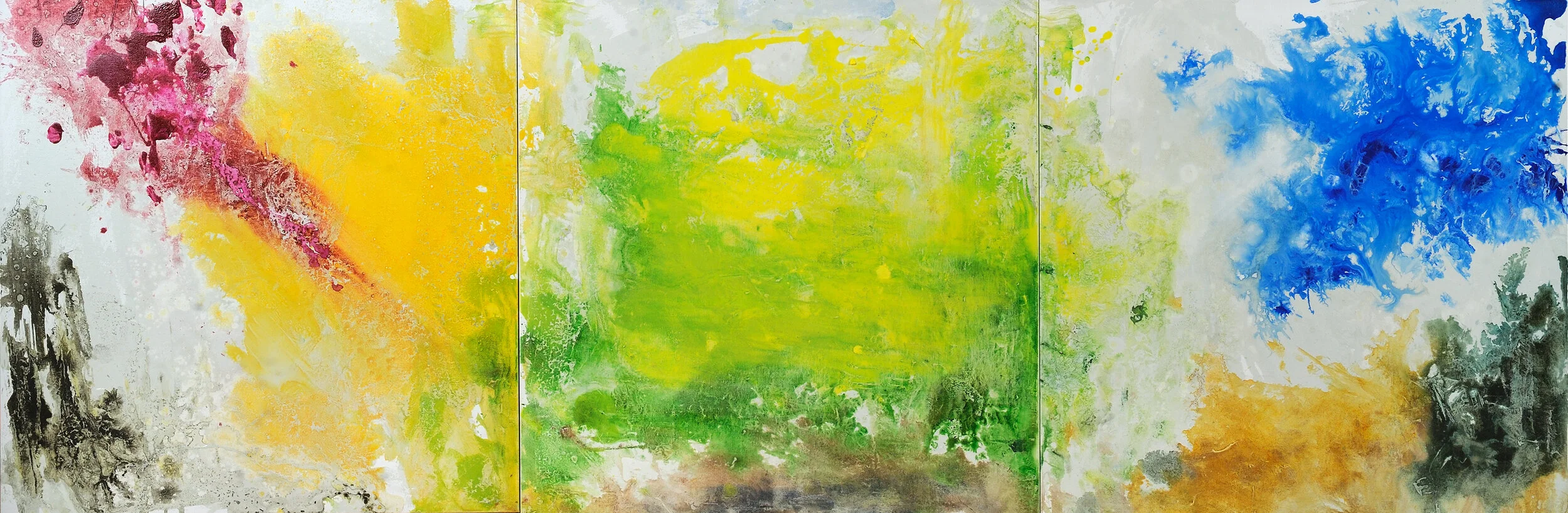 Eight Views 2019 Latex and oil on canvas 30 x 90 in. Click image to enlarge