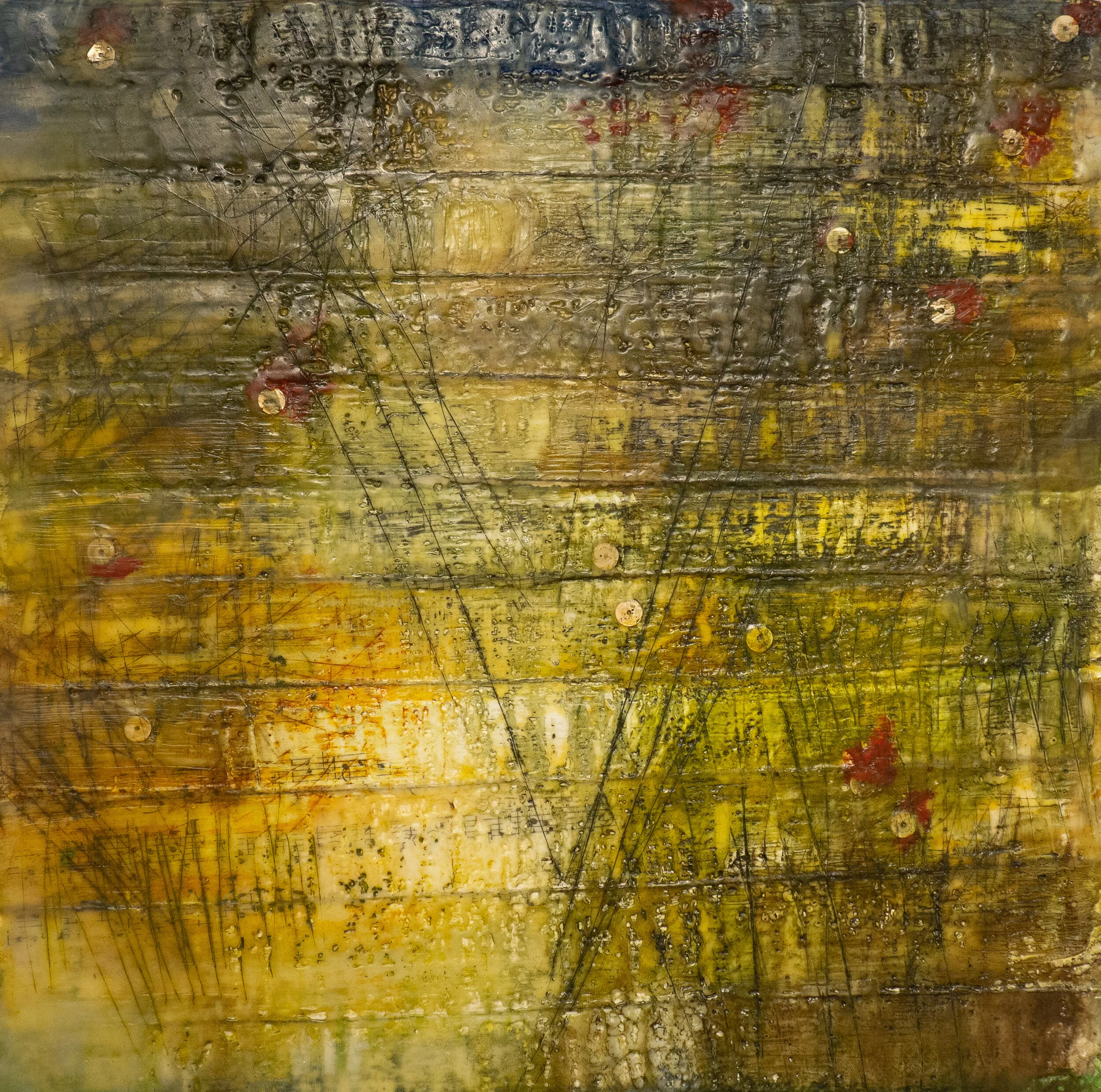 Six Kimberley Bursic Encaustic collage with inclusions Click image to enlarge ⦿ Inquire