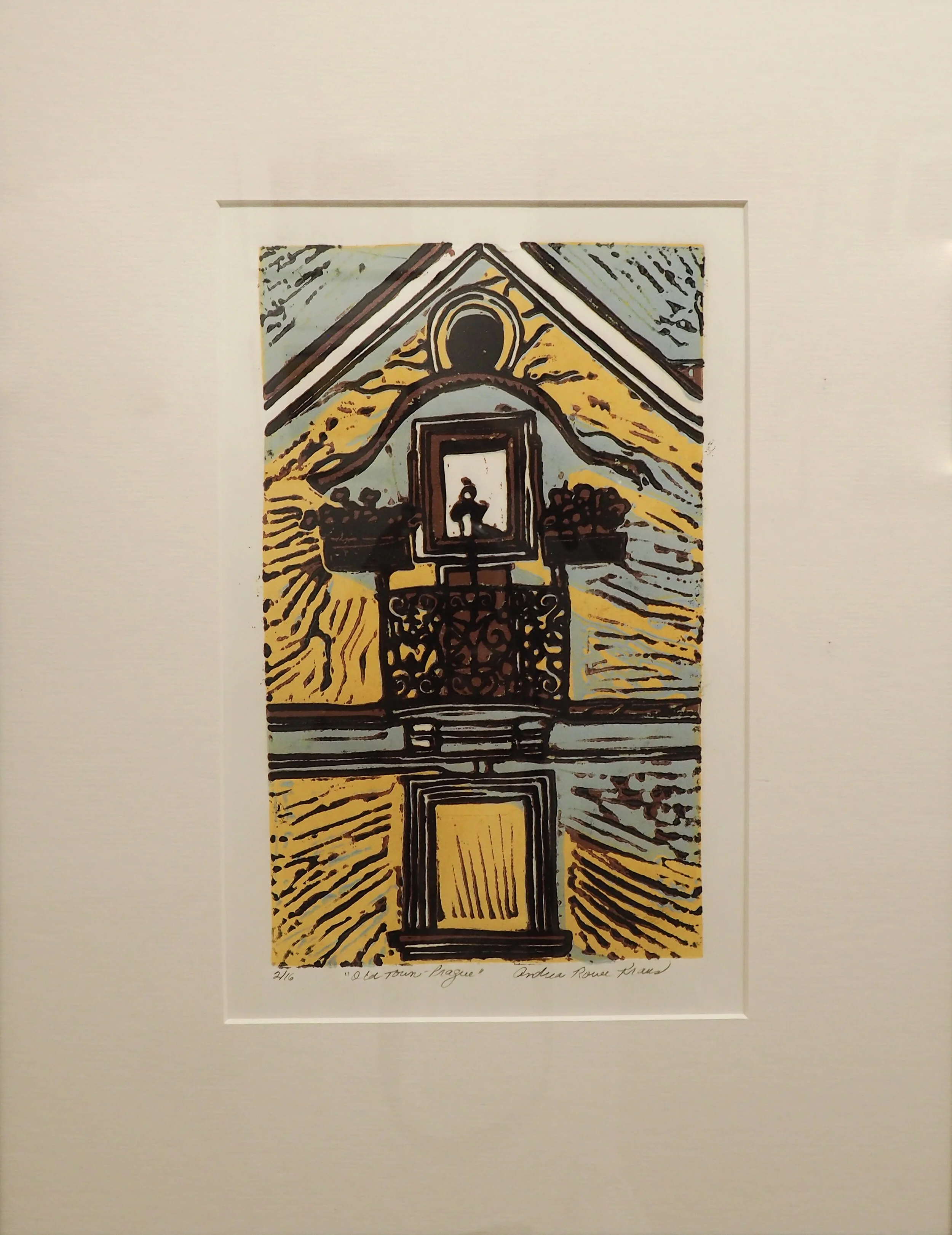 Old Town Prague Andrea Rowe Kraus Reduction - Lino print Click image to enlarge ⦿ Inquire