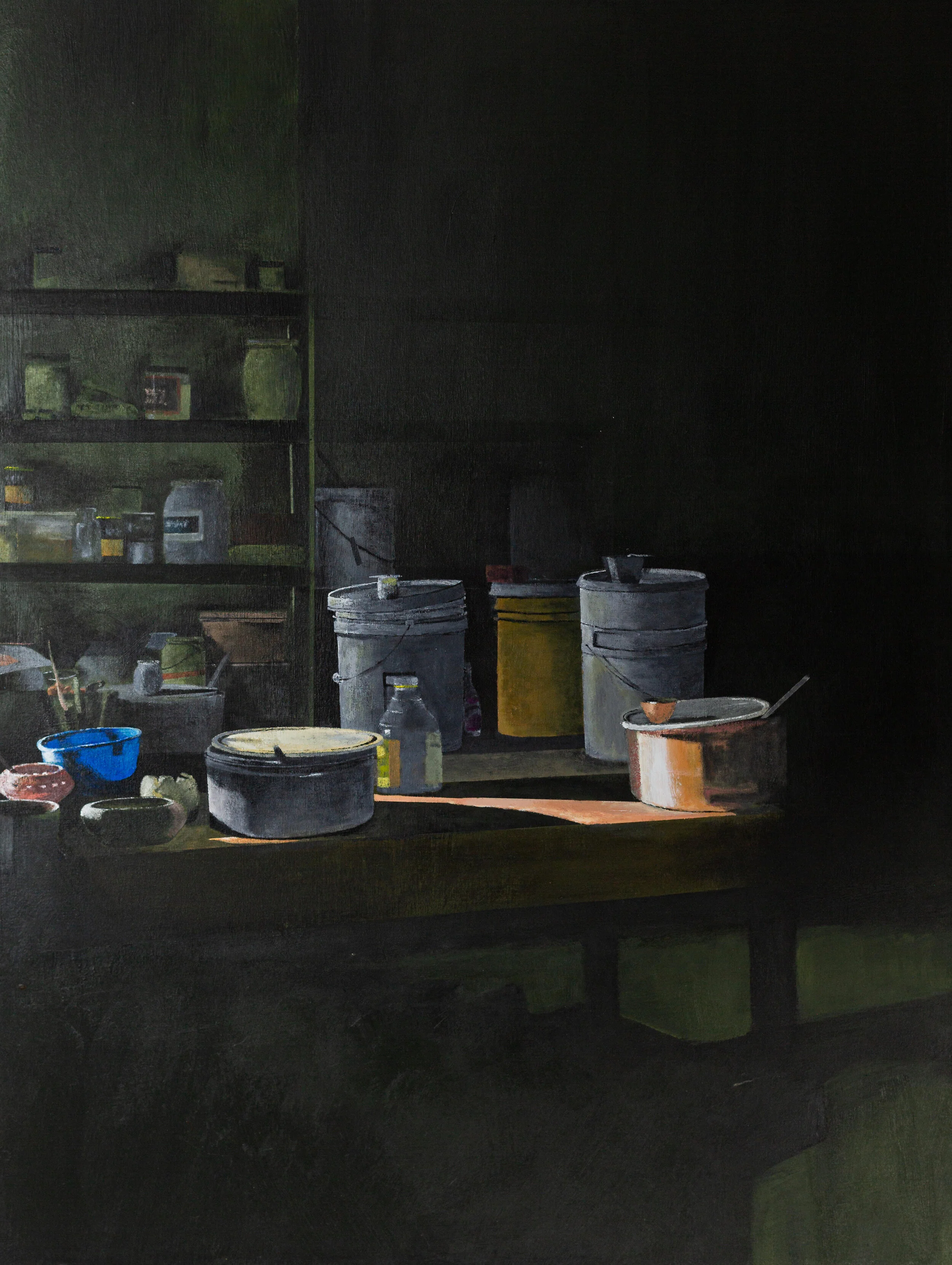 In a potter’s studio, Catskills Thierry Guillemin Acrylic on canvas 40 x 30 in. Click image to enlarge ⦿ Inquire