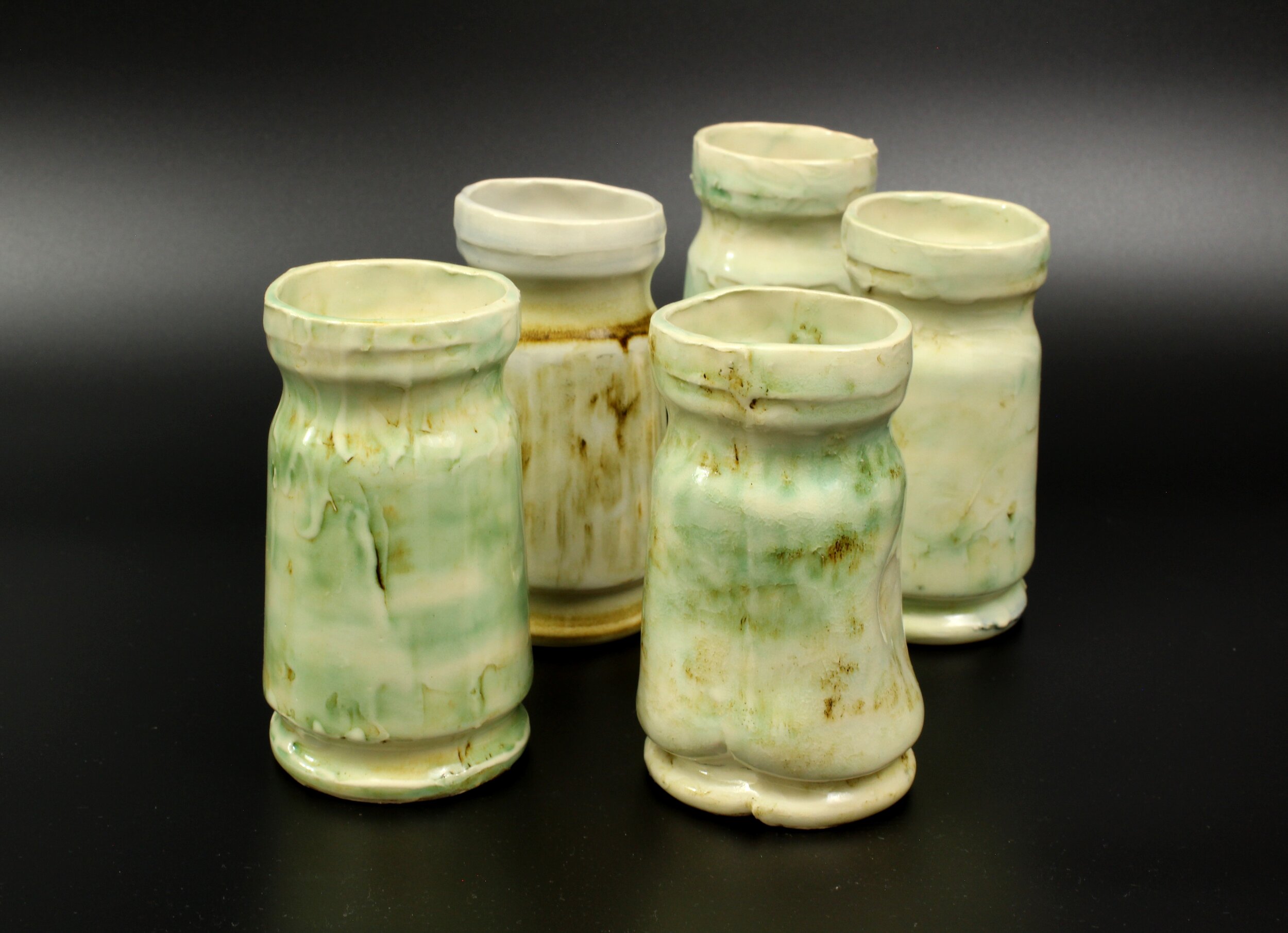 Zombie Cups J.S. Herbert Stoneware, slip, and glaze 5.25 x 2.75 in. each Click image to enlarge ⦿ Inquire