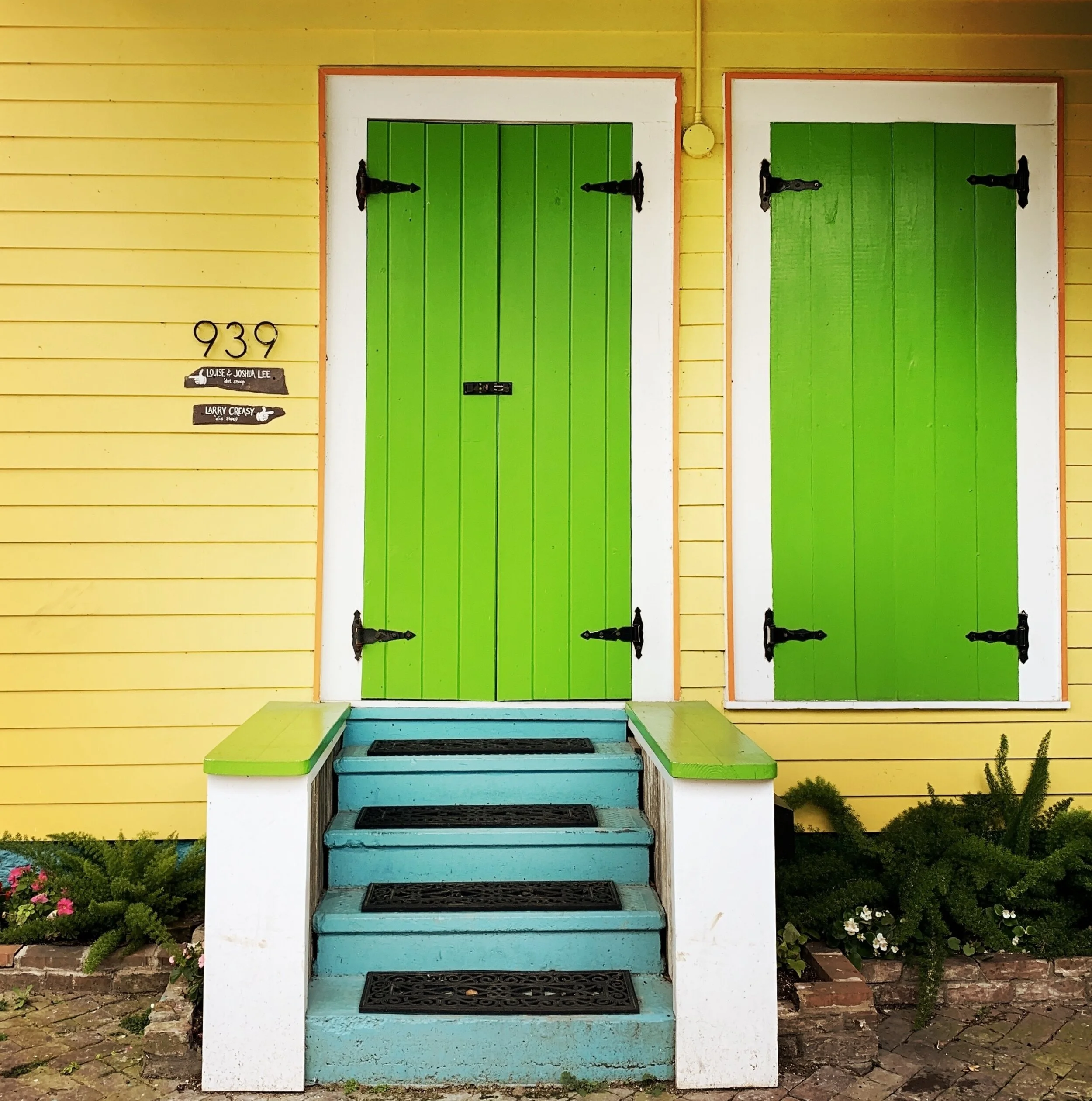 Susan Raines "Green Doors #939, New Orleans" Archival Photograph Image Size - 11 x 11 inches Framed Size - 20 x 21 inches Click image to enlarge ⦿ Inquire