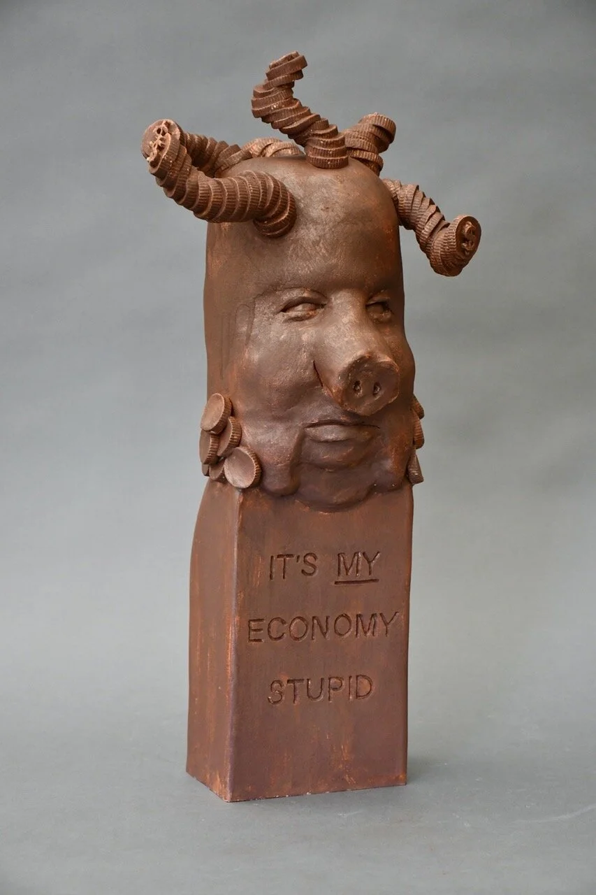 It’s My Economy Stupid (2020) Chris Corson 22” x 10” x 10” Ceramic, red iron oxide Click image to enlarge ⦿ Inquire