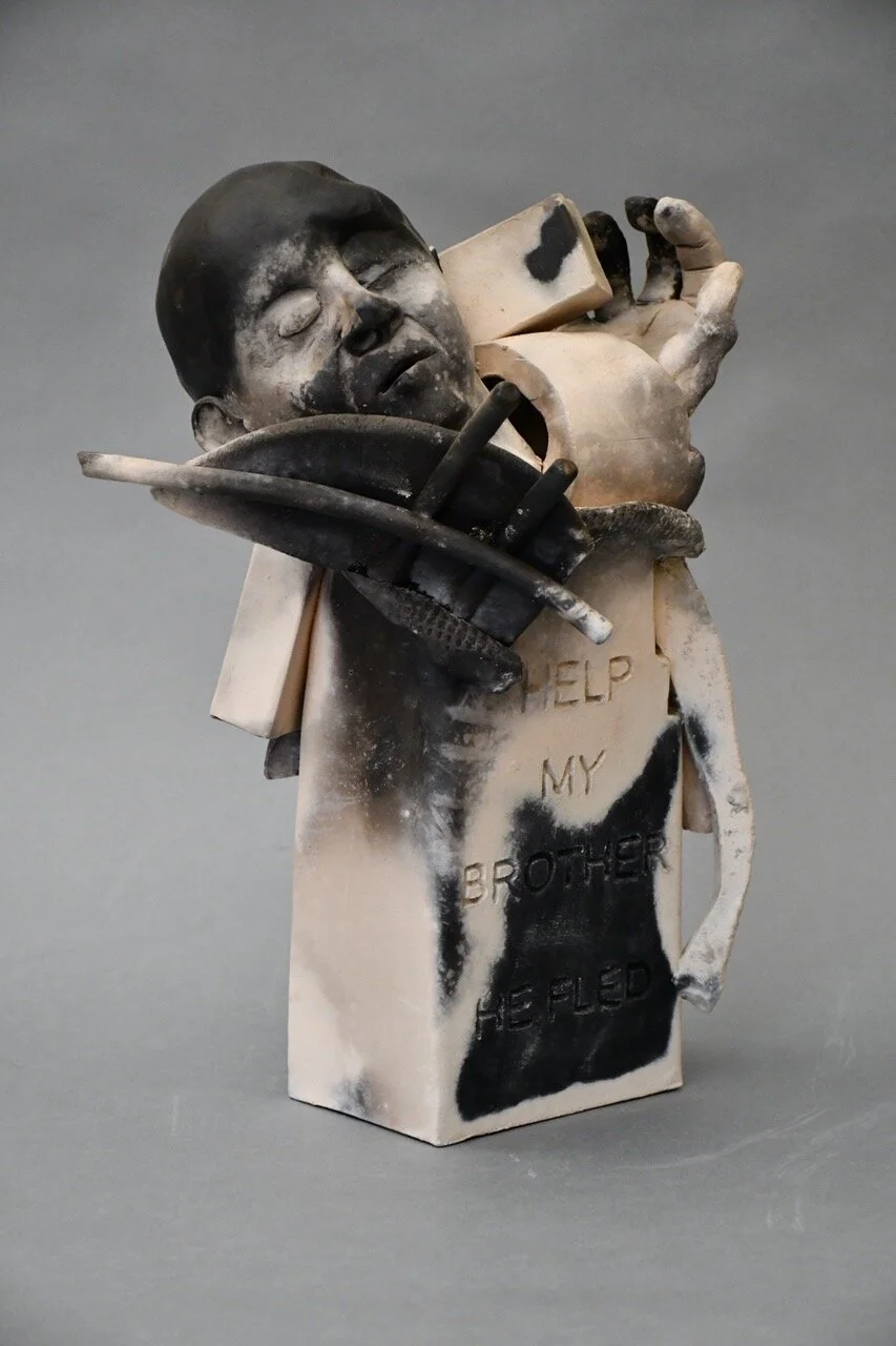 Help My Brother (2020) Chris Corson 15” x 12” x 9” Pit-fired ceramic Click image to enlarge ⦿ Inquire