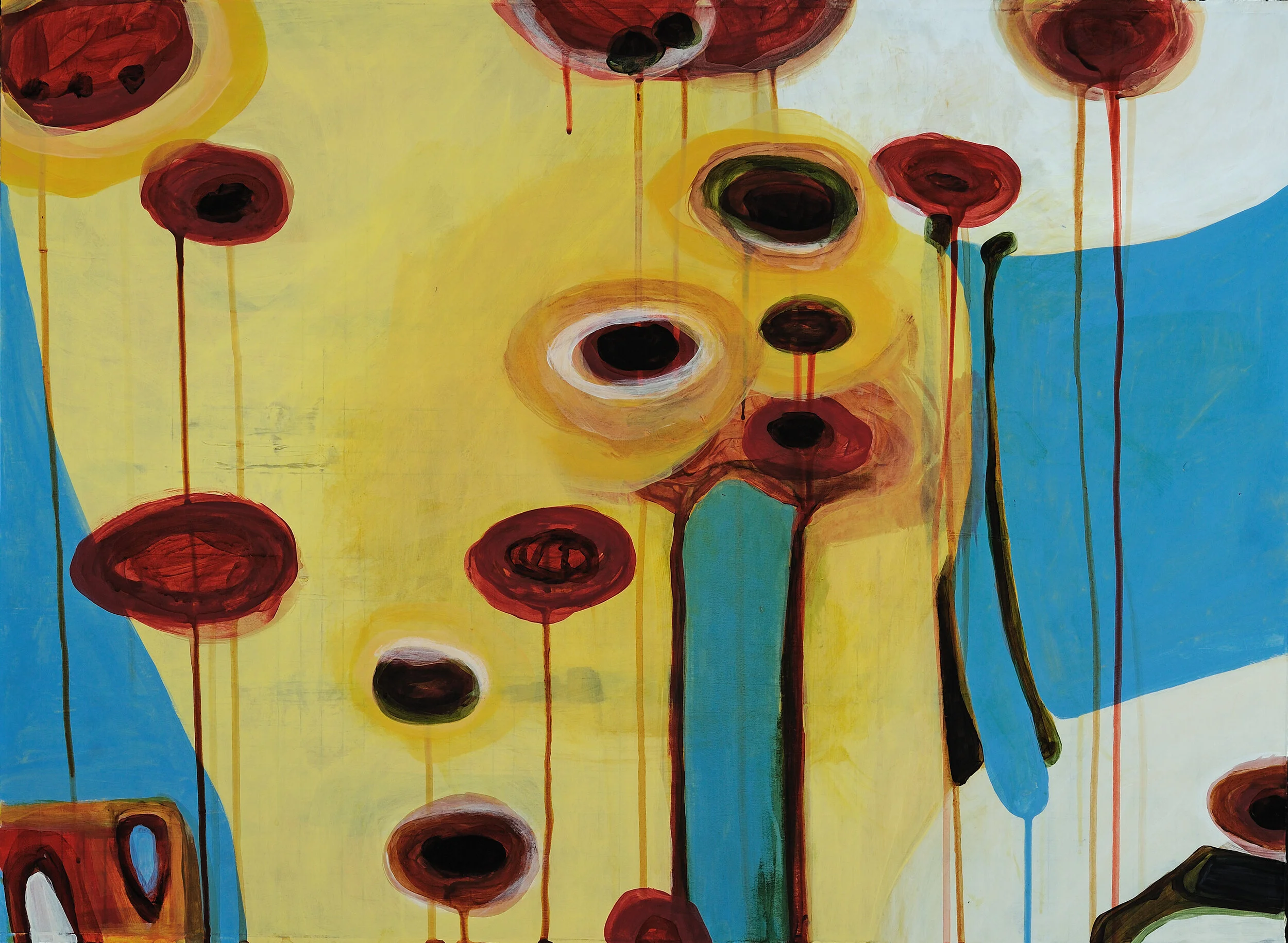 Untitled: Poppies Kimberley Bursic Collograph, acrylic on paper 22 x 30 in. Click image to enlarge ⦿ Inquire