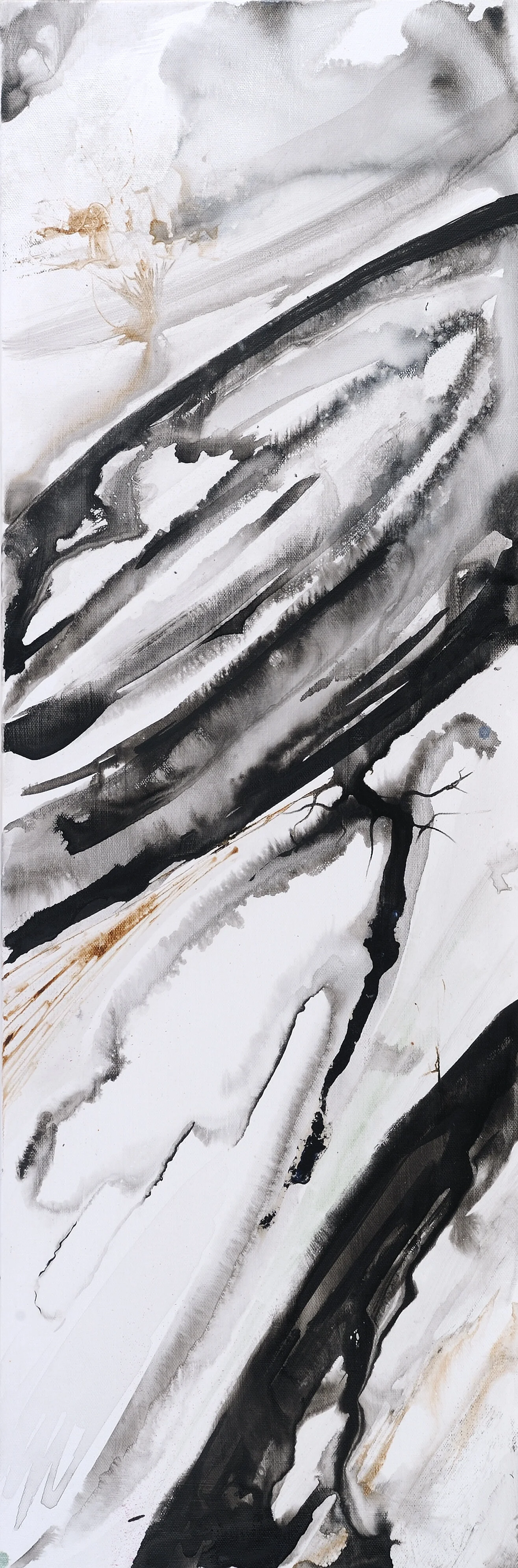 Sunken Boats I Micheline Klagsbrun Sumi ink and acrylic on canvas 36 x 12 in. Click image to enlarge ⦿ Inquire
