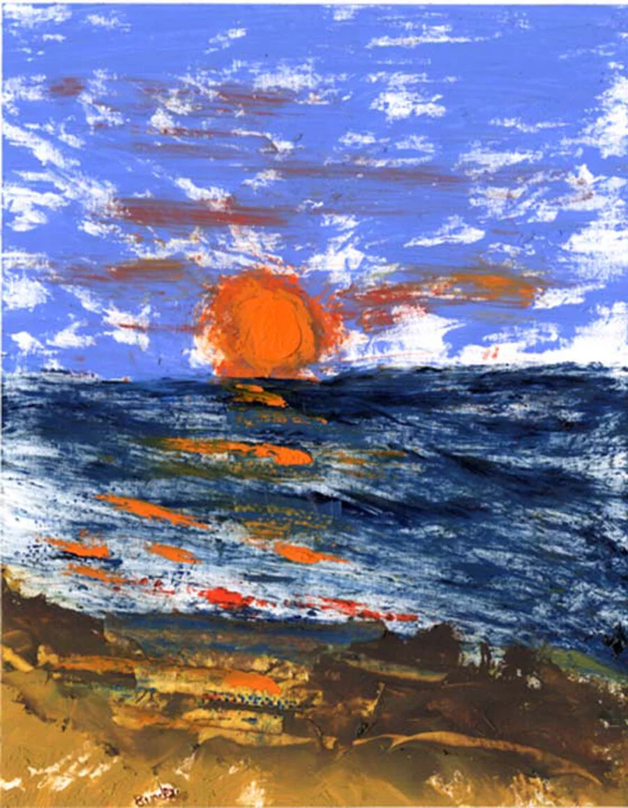 Sanibel Sunset - LP12 Gordon Binder Oil on paper 6-3/4"x5-1/4". (framed 12"x10") Click image to enlarge ⦿ Inquire