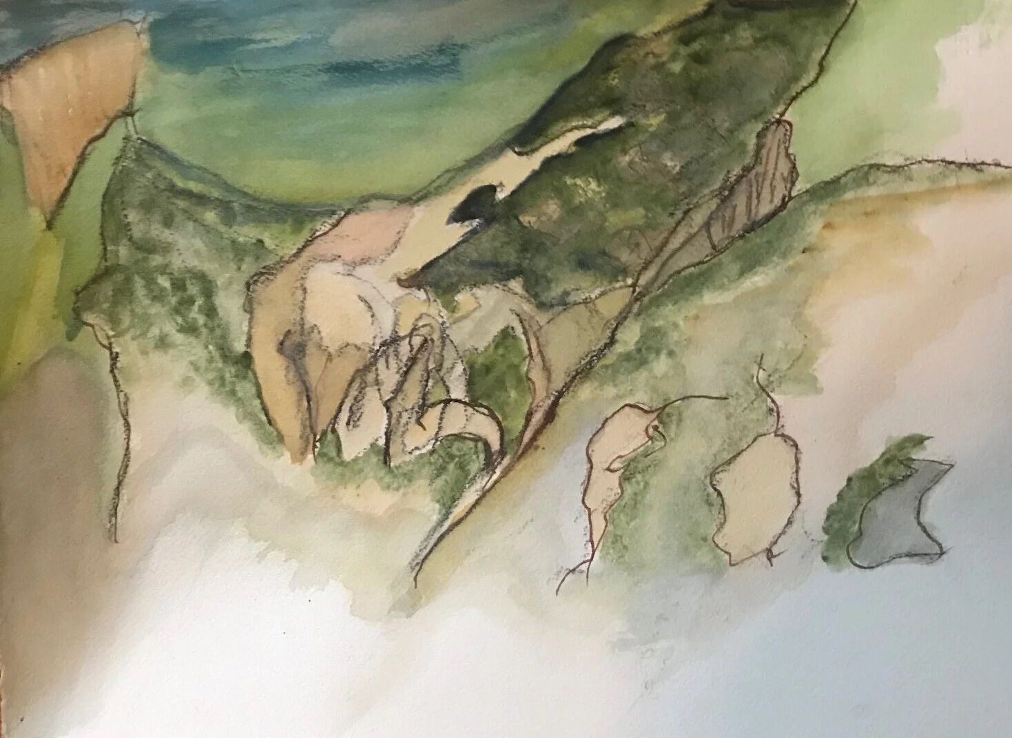 Scenes from Provence II Suzanne Goldberg Watercolor and pastel on paper 11 x 15 in.  Click image to enlarge ⦿ Inquire