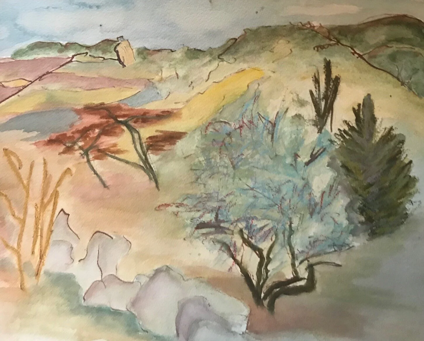 Scenes from Provence III Suzanne Goldberg Watercolor and pastel on paper 11 x 15 in.  Click image to enlarge ⦿ Inquire