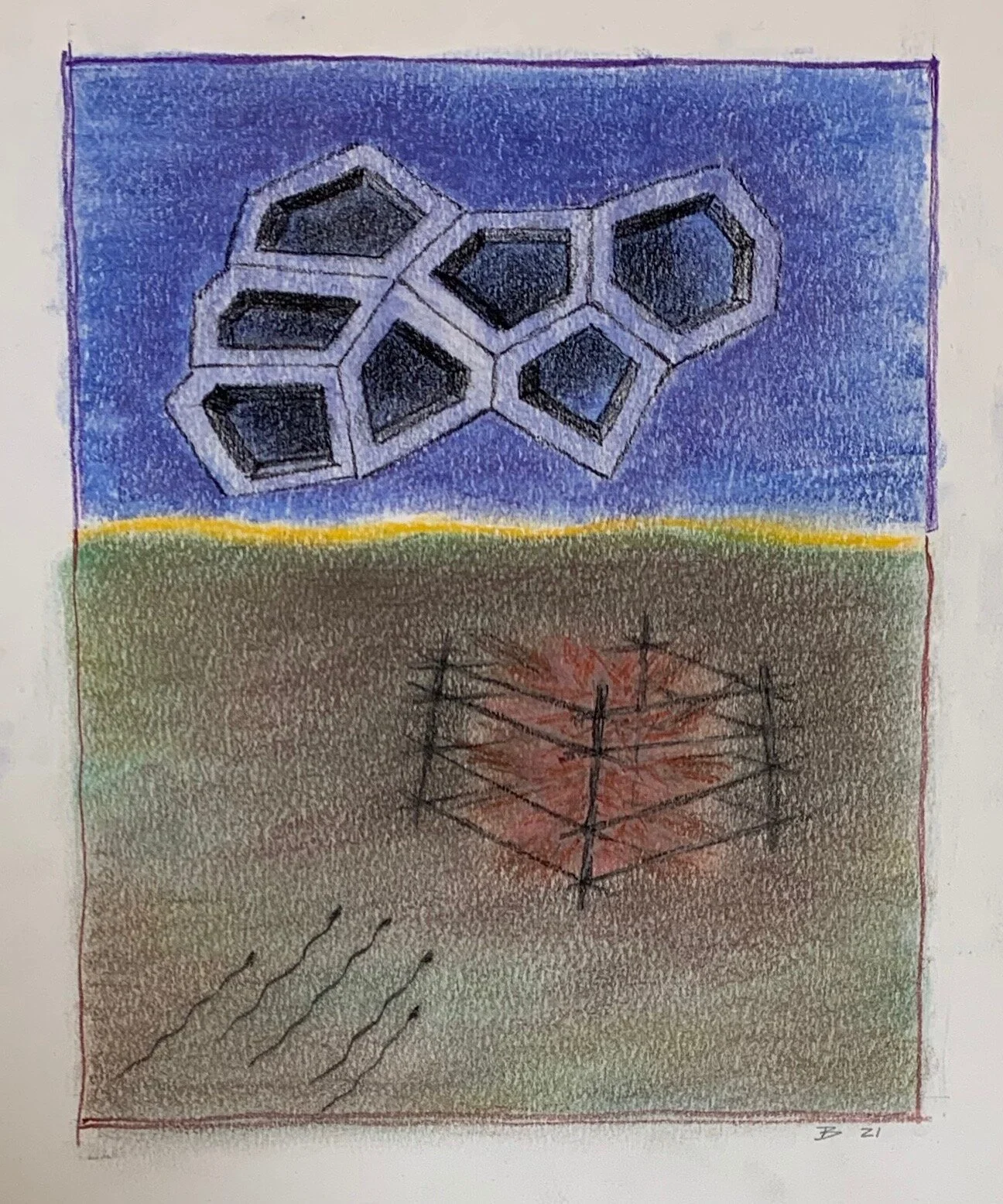 Snakes Approaching Difficulty William Bowser Pastel and pastel pencil on paper 12 1/4 x 10 1/2 in. Click image to enlarge ⦿ Inquire