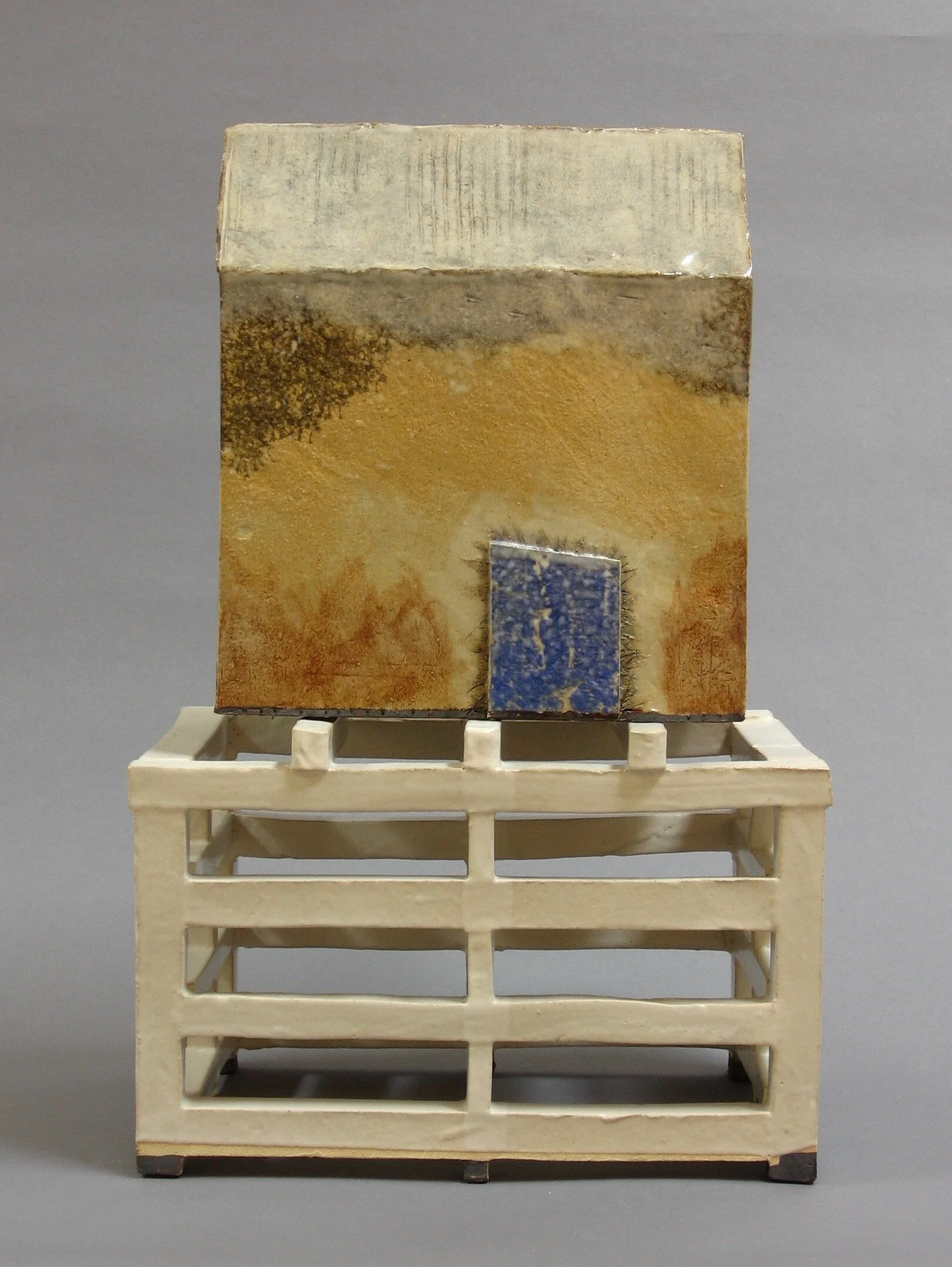 Closed Building with Blue Door and Stand William Bowser Ceramic 13 1/4 x 8 3/8 x 5 5/8 in. Click image to enlarge ⦿ Sold