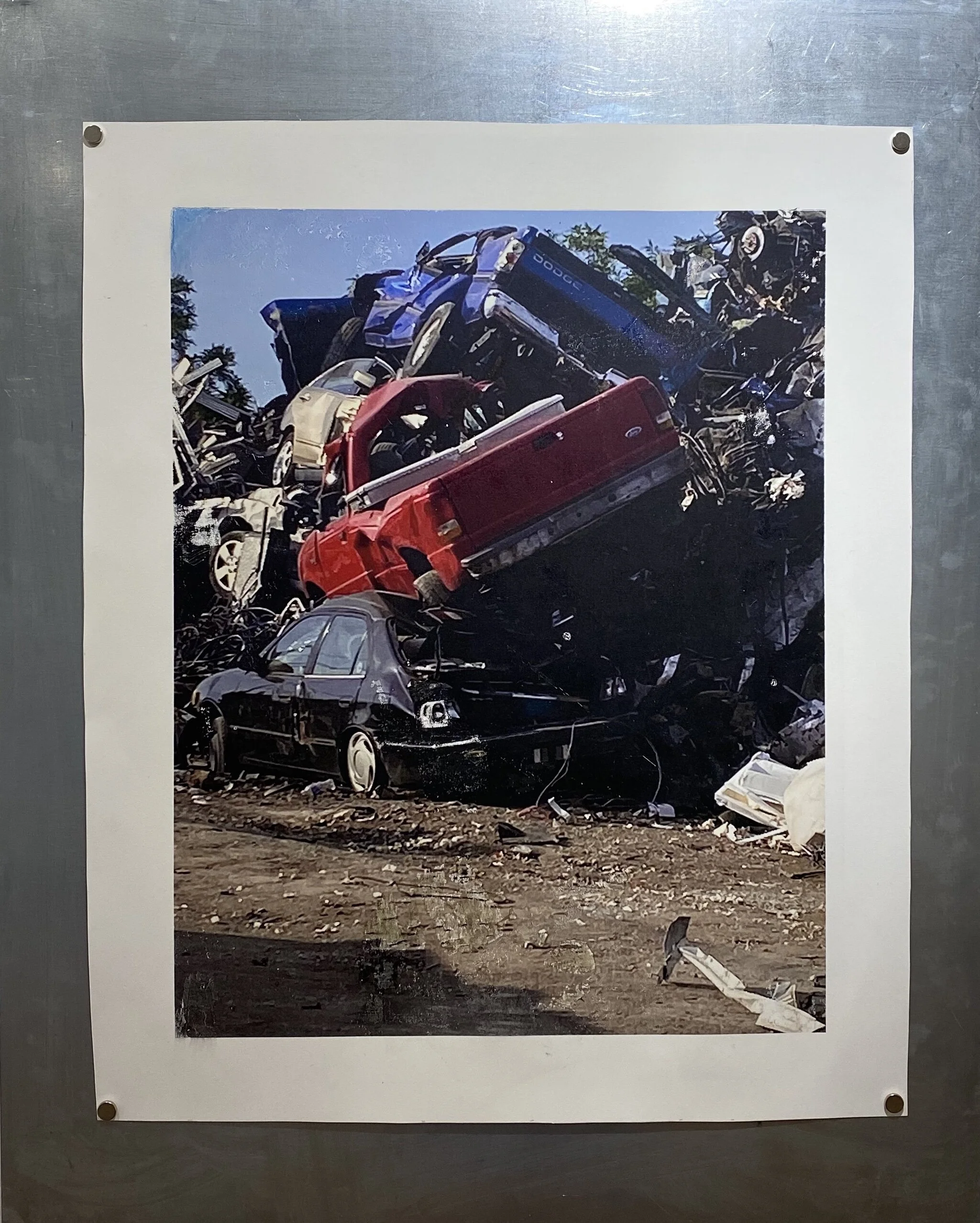 Car landscape Mixed media photo transfer 17 1/2 x 18 in. (30 x 24 in. framed) Click image to enlarge ⦿ Inquire