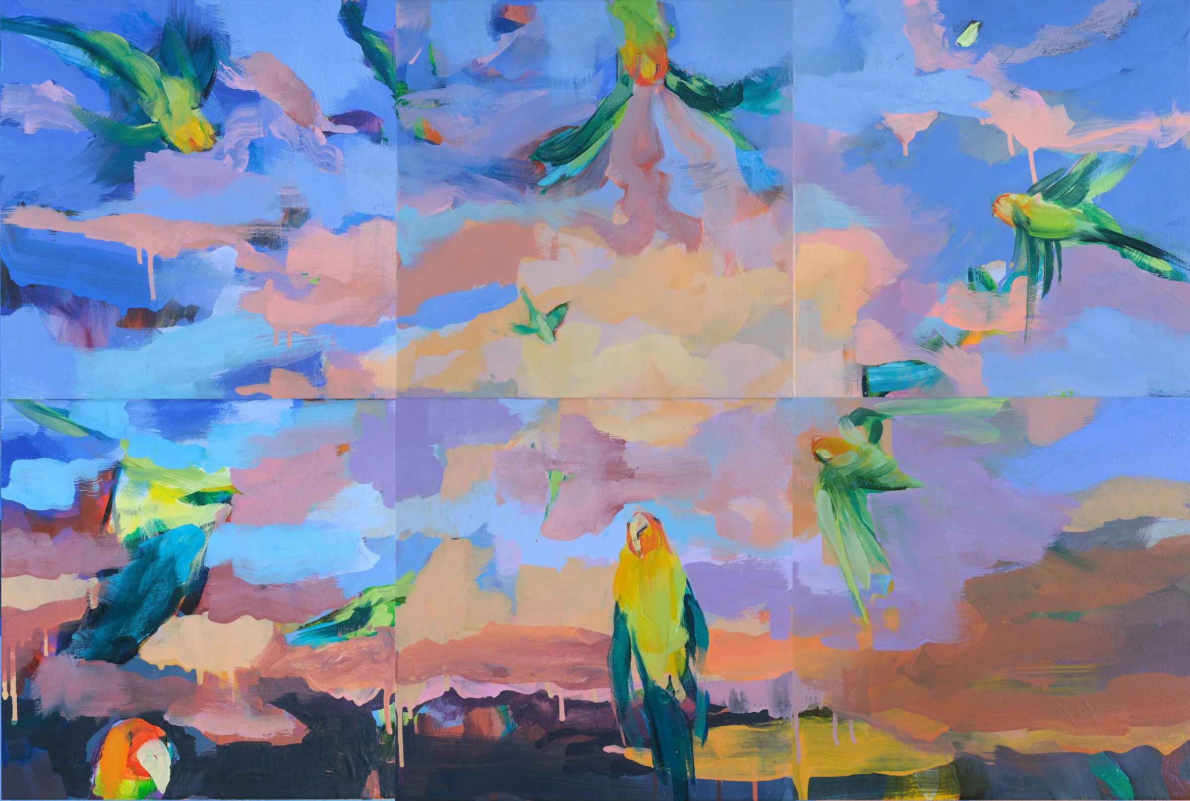 Carolina on My Mind Sally Kauffman Oil on canvas 36 x 24 x 2 inches. (six 12 x 12 canvases) $3000 Click image to enlarge ⦿ Inquire