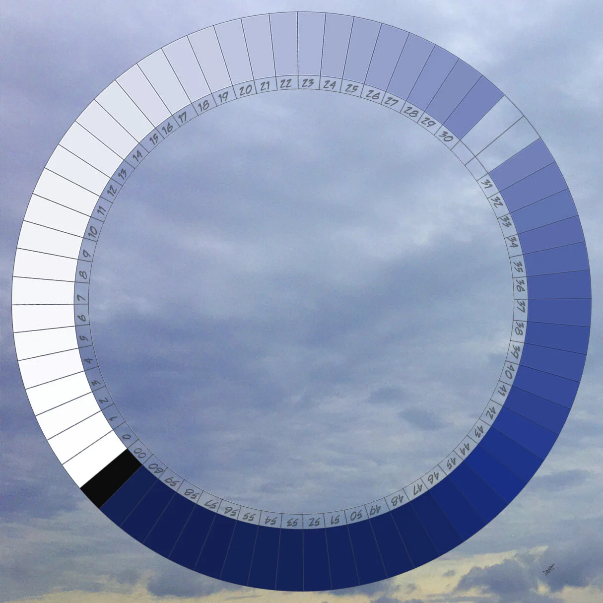 A Week of Weather - Overcast Langley Spurlock Digital Photocollage Archival Pigment Print Mounted on Wood Panel [edition of 5]  8 x 8 in. $150 each Multiples $125 each Full set $650 Click image to enlarge ⦿ Inquire