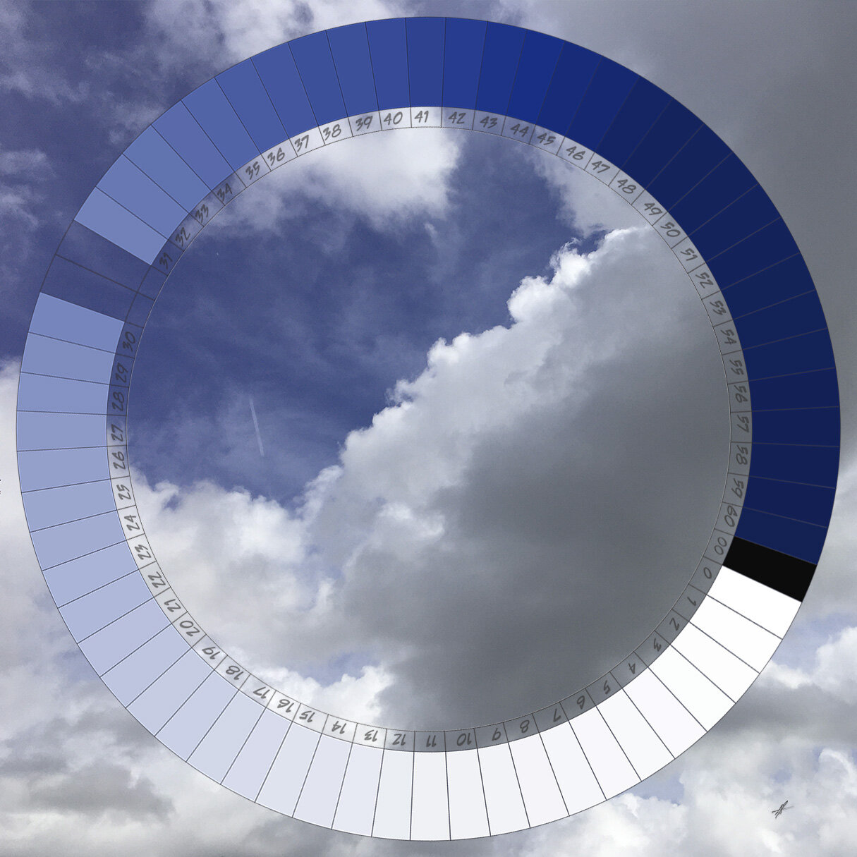 A Week of Weather - Clearing Langley Spurlock Digital Photocollage Archival Pigment Print Mounted on Wood Panel [edition of 5]  8 x 8 in. $150 each Multiples $125 each Full set $650 Click image to enlarge ⦿ Inquire