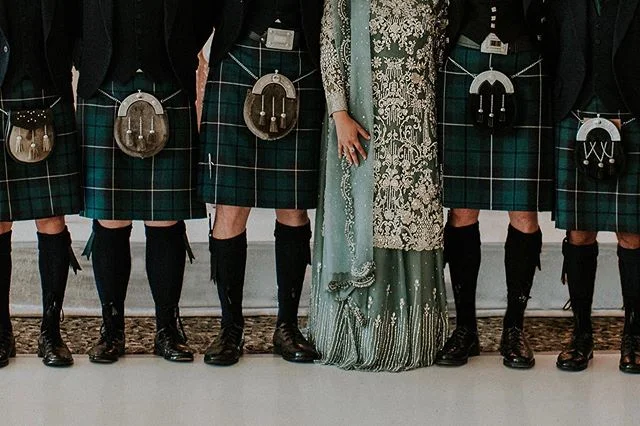 when in Scotland. valima 1/3. #khangratulashahns
.
.
.
.
.
#kilts #pakistaniweddingdress #pakistaniwedding #pakistanibridalwear #glasgowwedding #scotishwedding