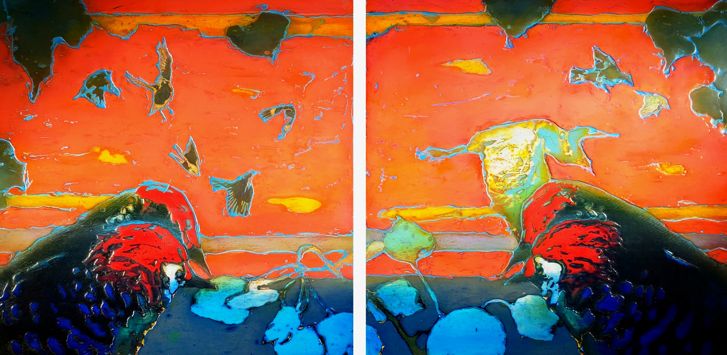 386 Dawn and Dusk 49" x 23.5" Oil on wood panel $4,600.