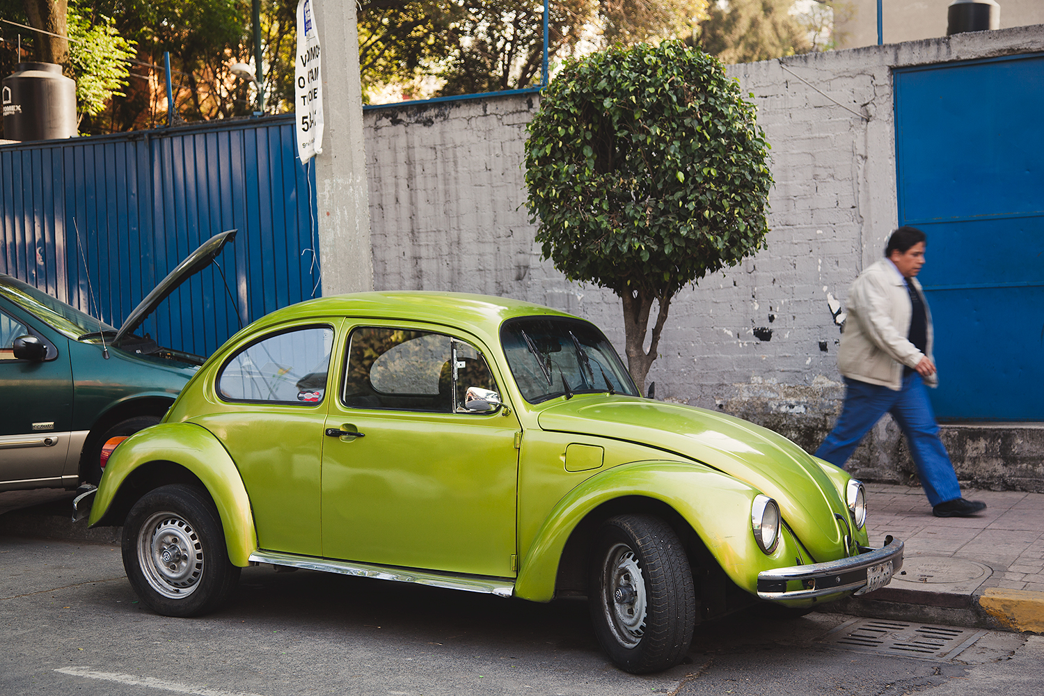 lime green vw bug old volkswagen mexico city df street photography.jpg