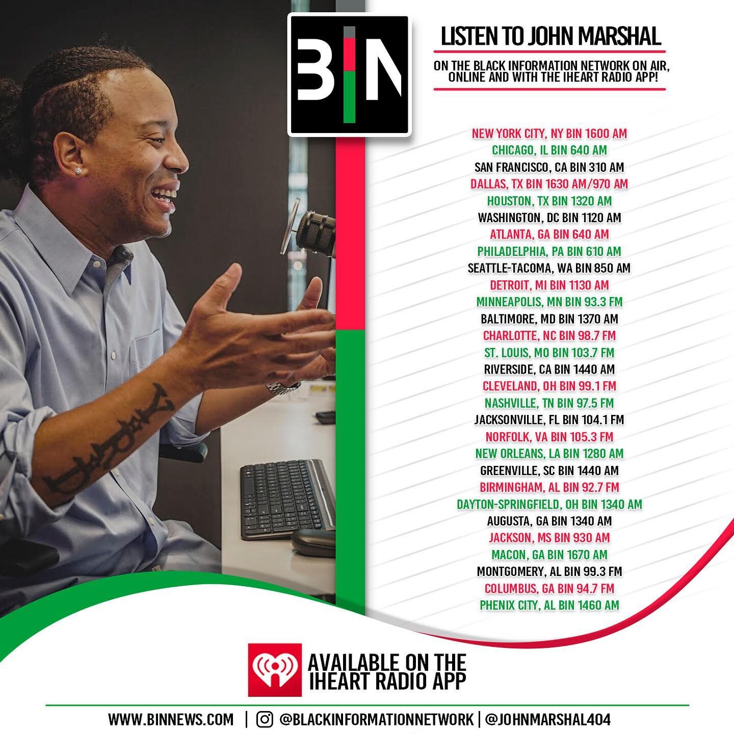 Come get the latest and the greatest news, for black people, by black people &amp; curated by yours truly only on @iheartradio&rsquo;s @blackinformationnetwork in a city near you! 📰🎙️